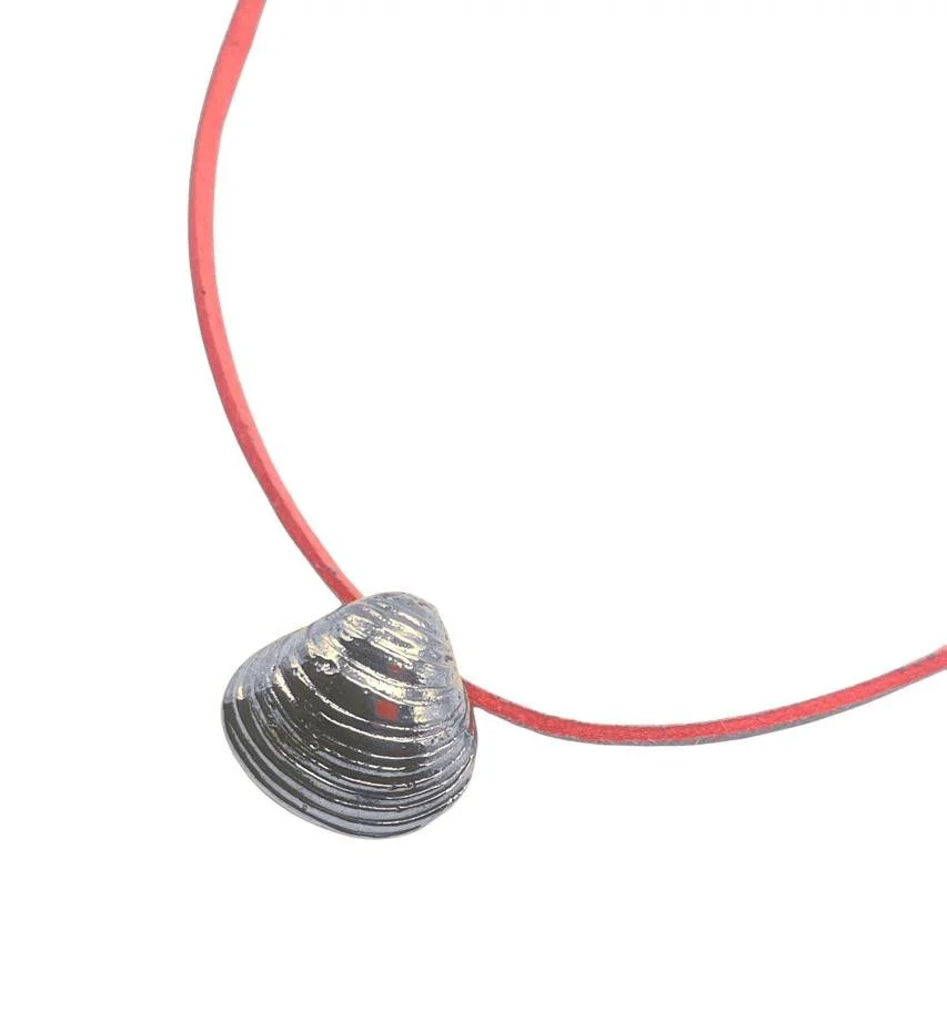 Silver Ondine Clam Shell Necklace - Coral