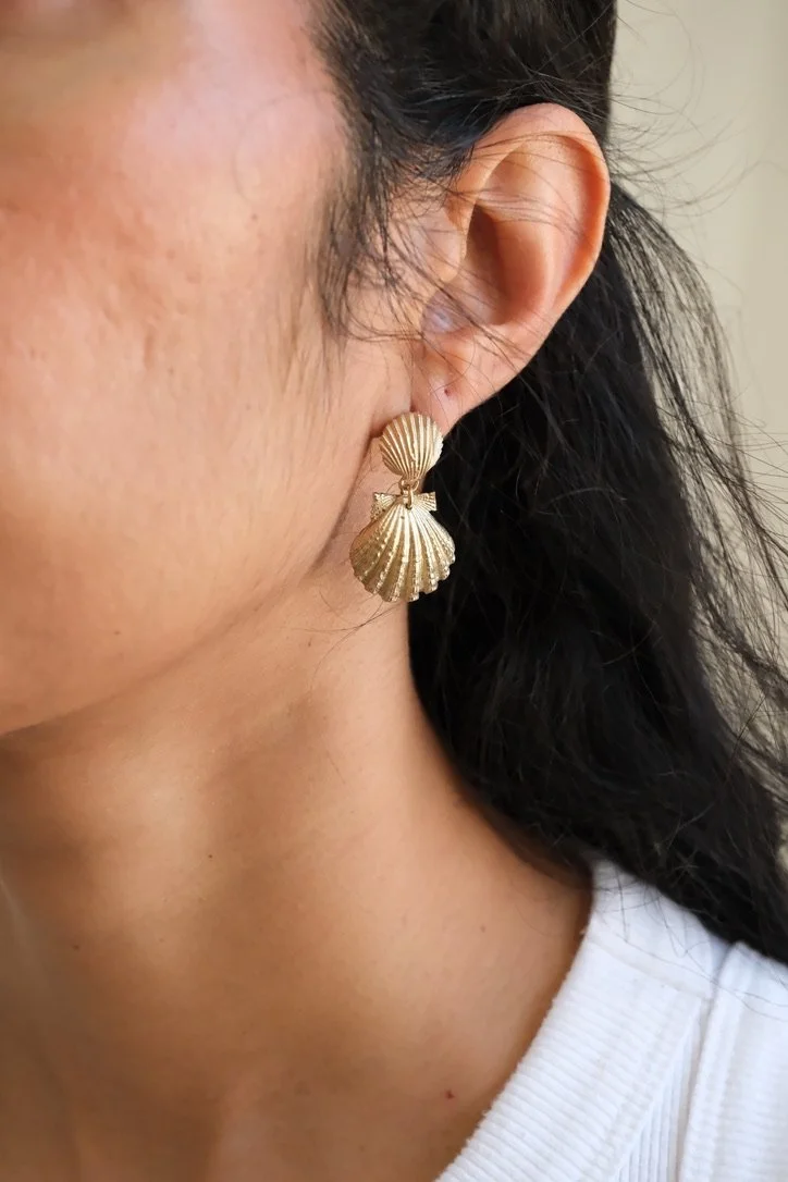 Bronze Shela Shell Double Drop Earrings