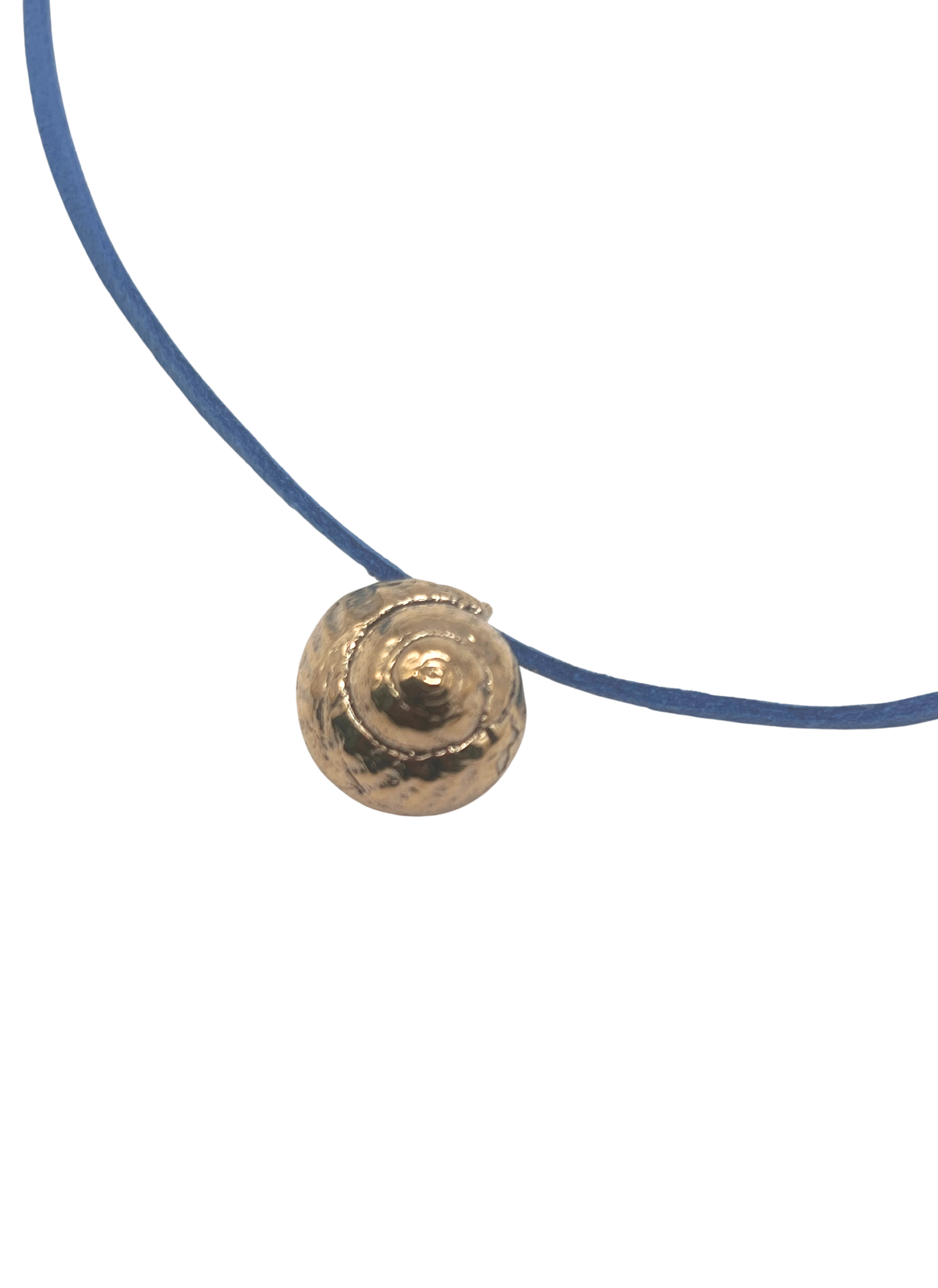 Bronze Mari Sprial Shell Cord Necklace - Blue