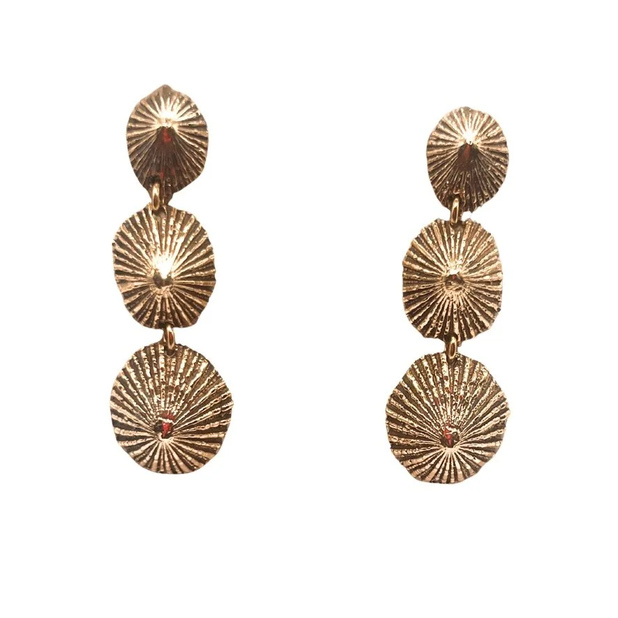 Bronze Kai Triple Shell Drop Earrings