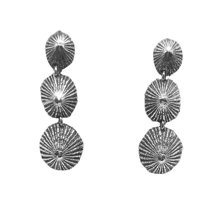 Silver Kai Triple Shell Drop Earrings