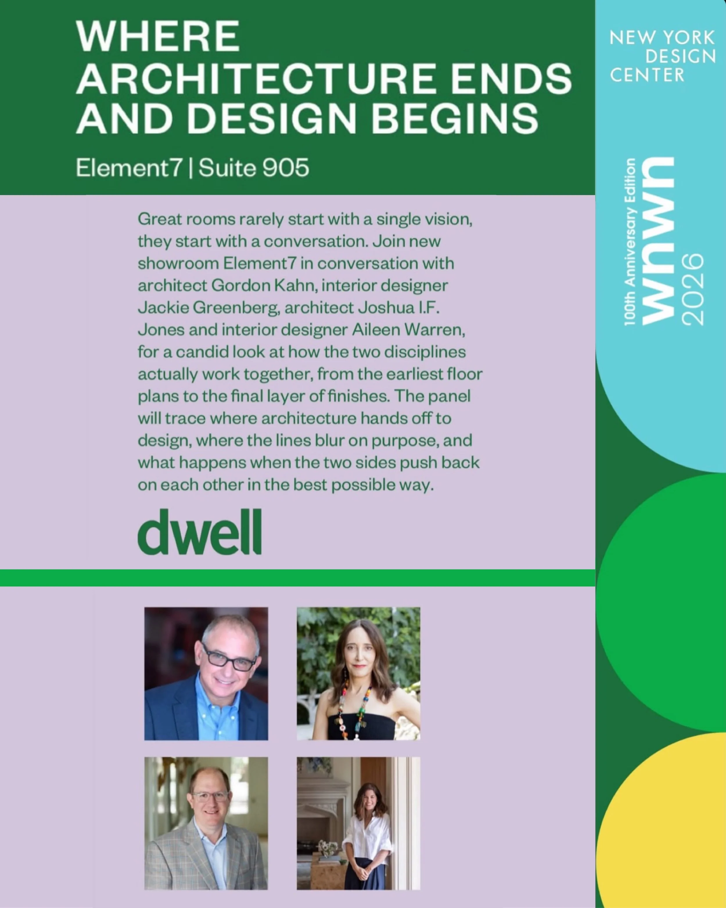 NYC friends! Come see Aileen at the new Element7 showroom during What&rsquo;s New, What&rsquo;s Next September 17, 2026 at 11:15am! 

Joined by architect Gordon Kahn, interior designer Jackie Greenberg, and our fave(!), architect Joshua I.F. Jones fo