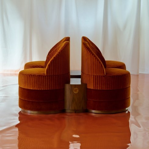 Introducing Rhine, a new modular petite club collection by designer Ken Reinhard for @hbffurniture.⁠
⁠
With chairs available in static, swivel, and mobile options &mdash; and integrated companion tables &mdash; Rhine brings warmth, flexibility, and r