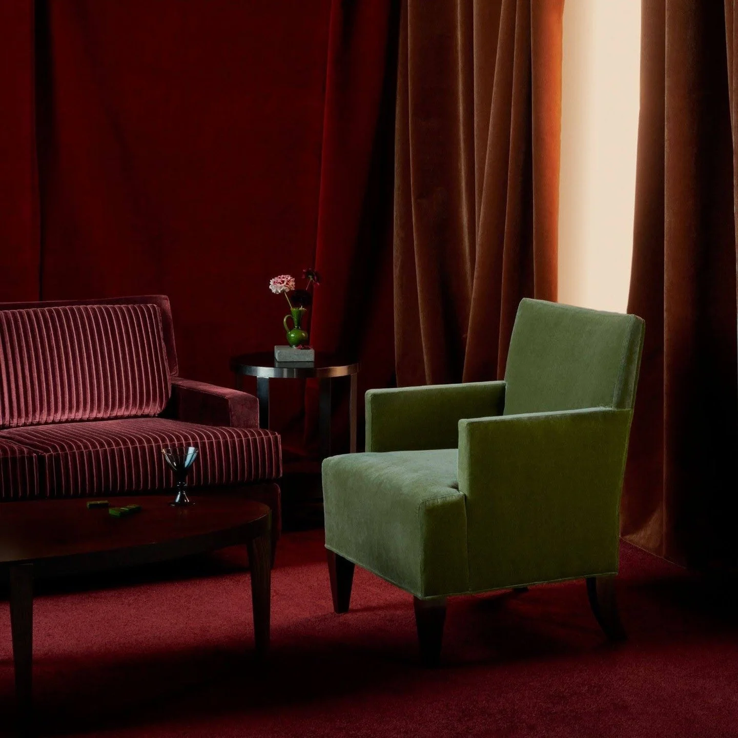 Velvet Mix evolves.

Seven new colorways from @HBFTextiles brings depth and drama&mdash;expanding the pattern&rsquo;s emotional range for interiors that favor atmosphere over convention. 

Now offered in 26 total shades, this best-selling velvet pair