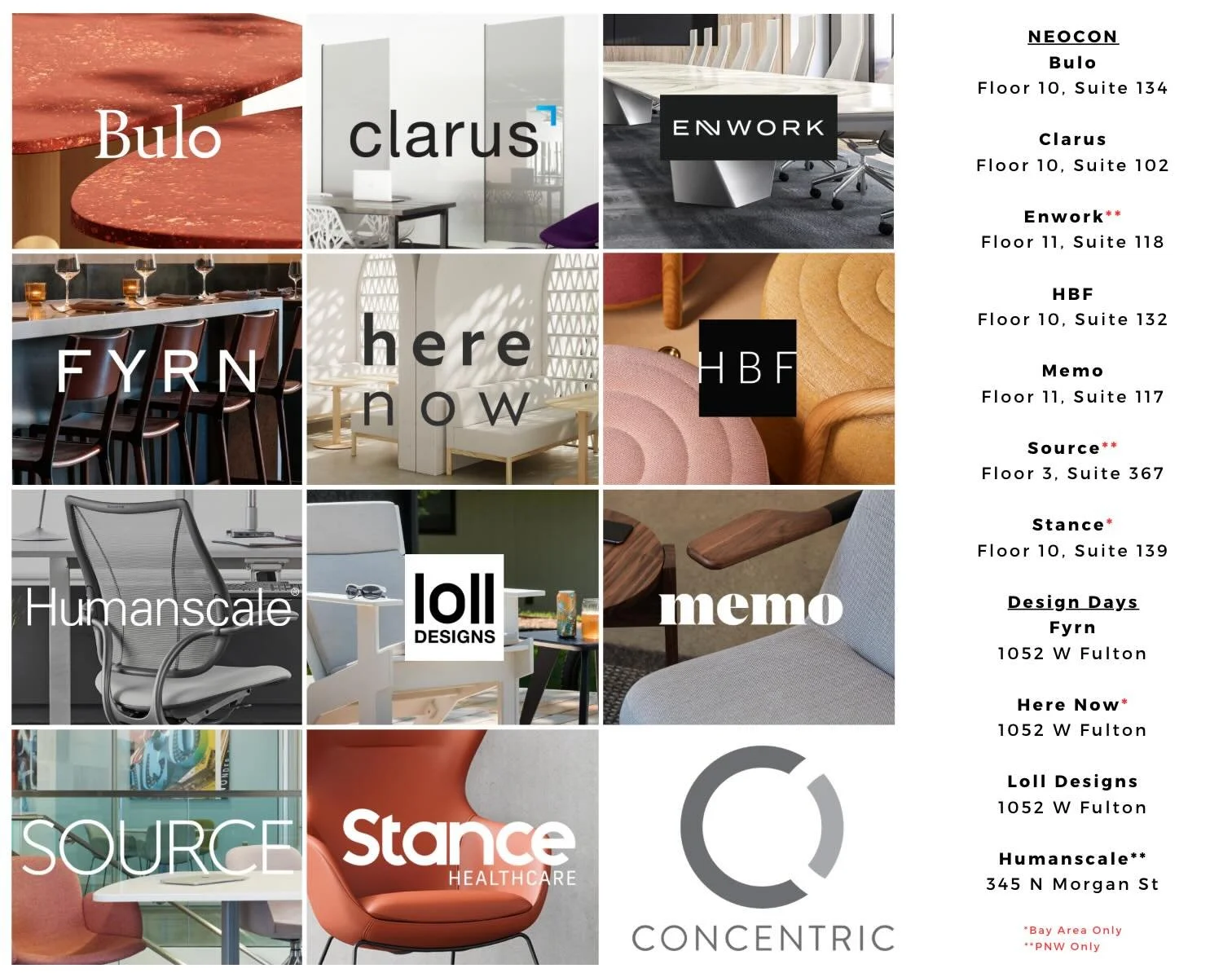 Concentric in Chicago! 

Come see our brands at Neocon and Design Days from June 8th to 10th!

Come together with the best of the interior design industry to explore the latest collections, innovations, and showrooms! 

Contact us at concentricspaces