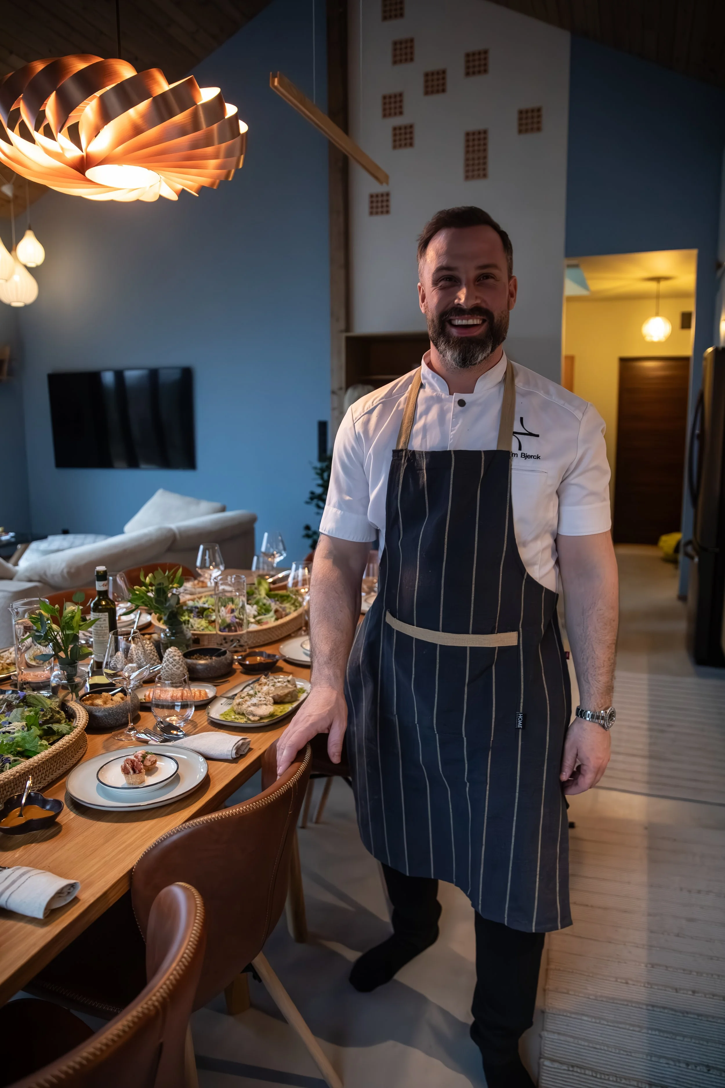 Chef Adam Bjerck prepares exquisite meals for Red Letter Travel in Norway.