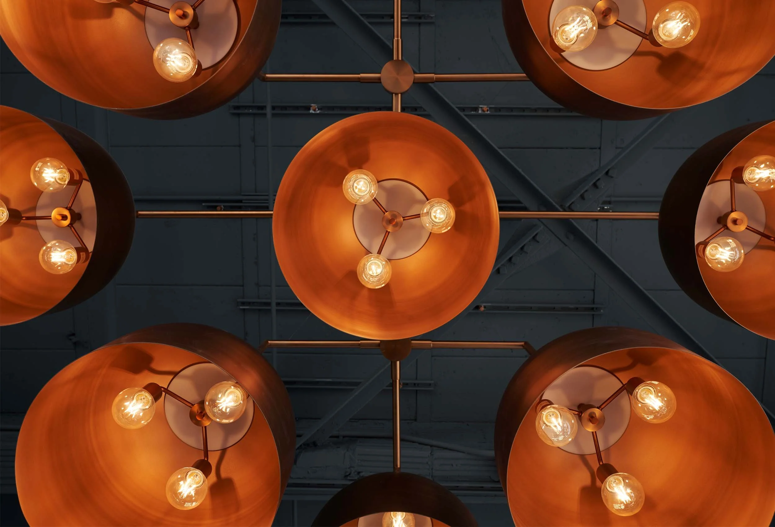 Detail of copper custom light fixtures