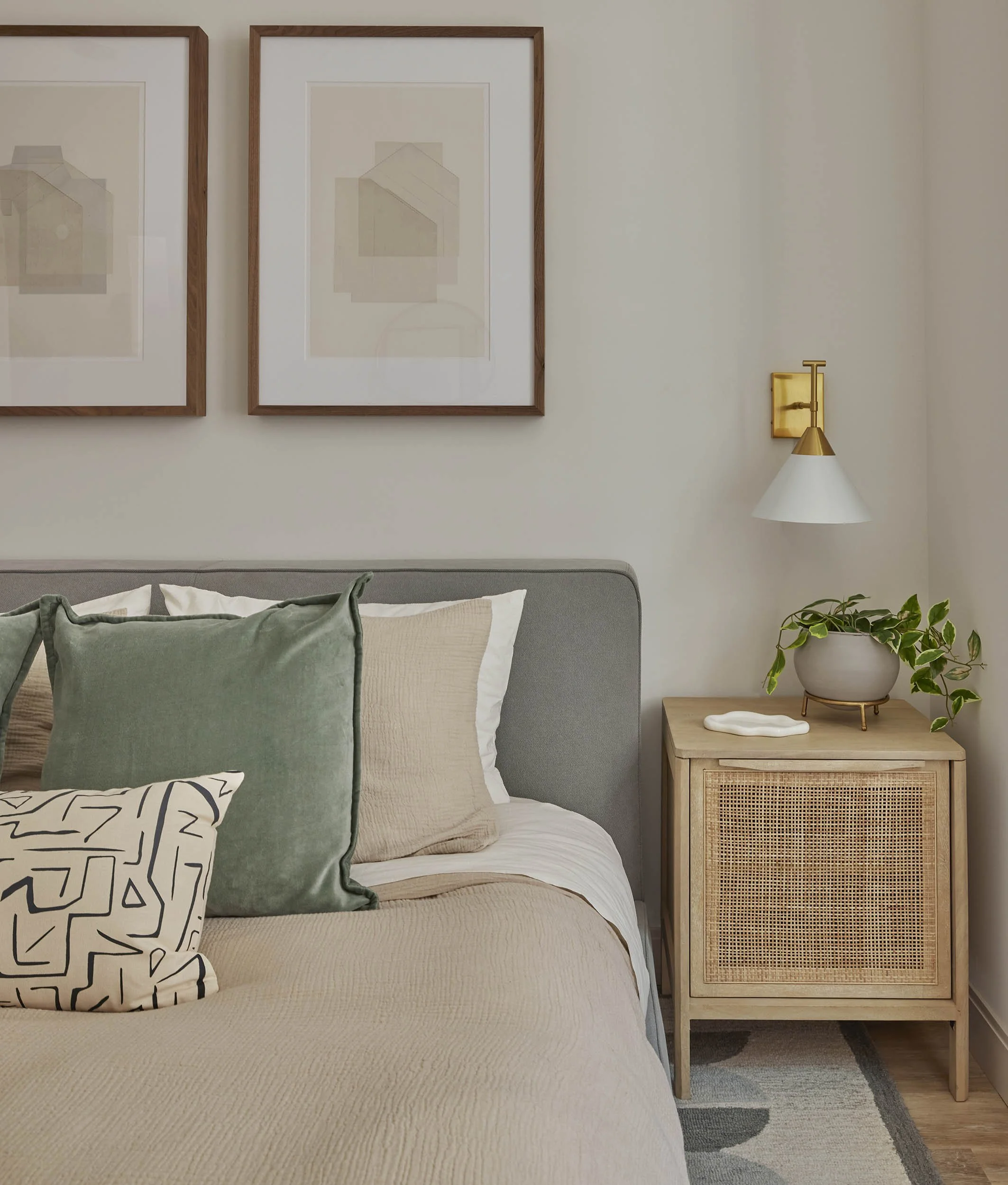 Modern, elegant bedroom detail of the Saint Grand Model Unit