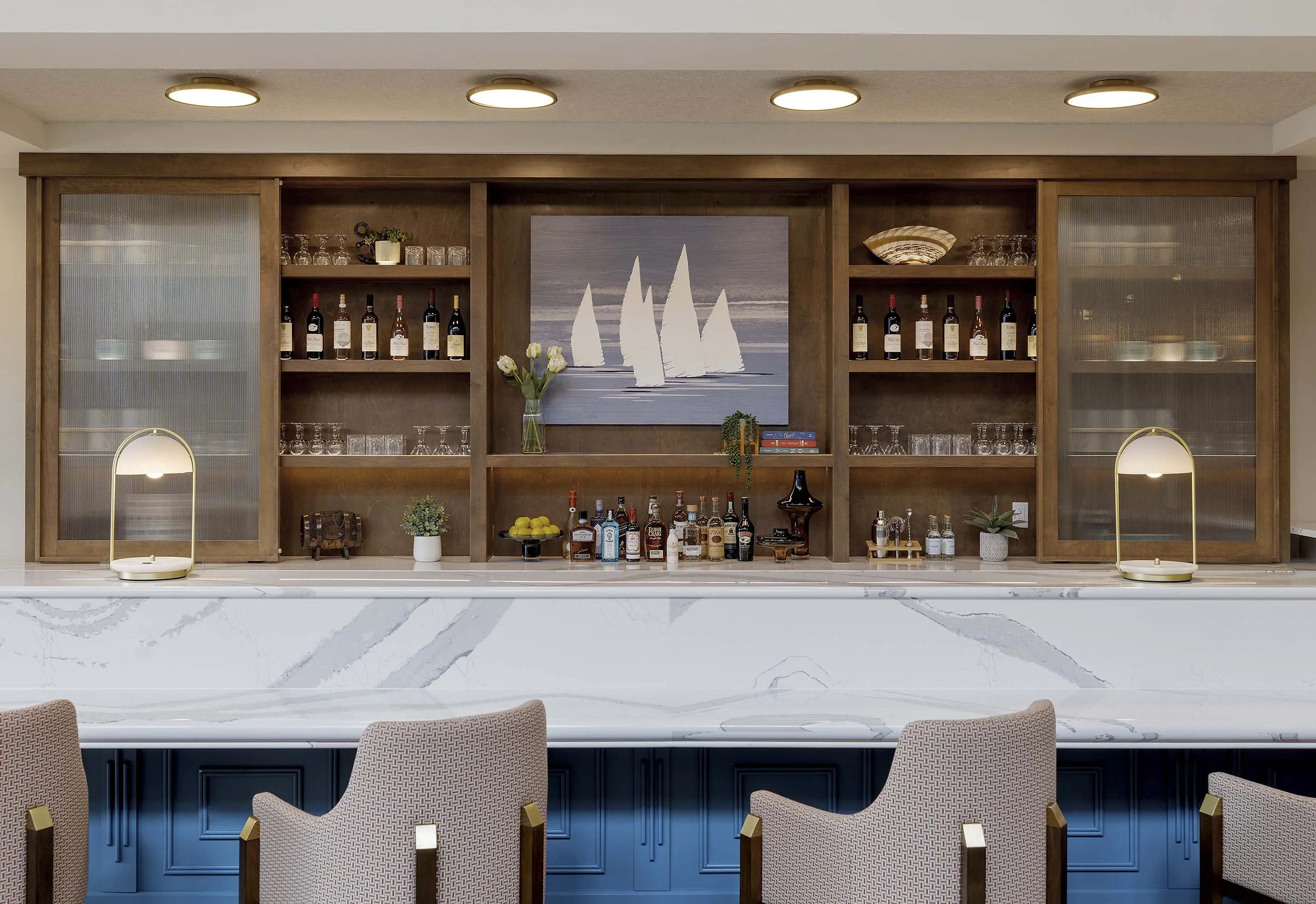Coffee and cocktail bar with dining height chairs
