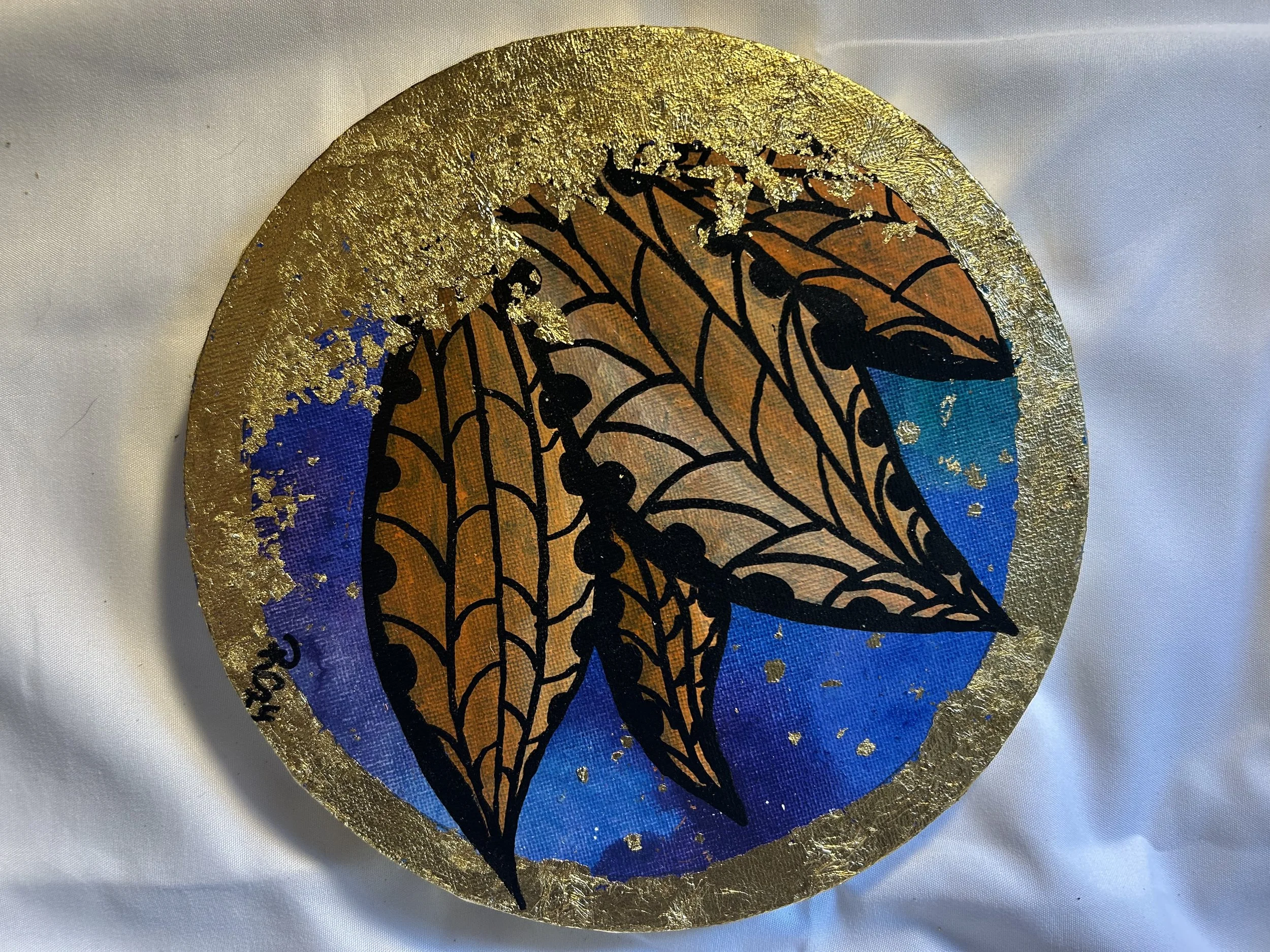 Marigold's Wings - Round Mixed Media Original Work