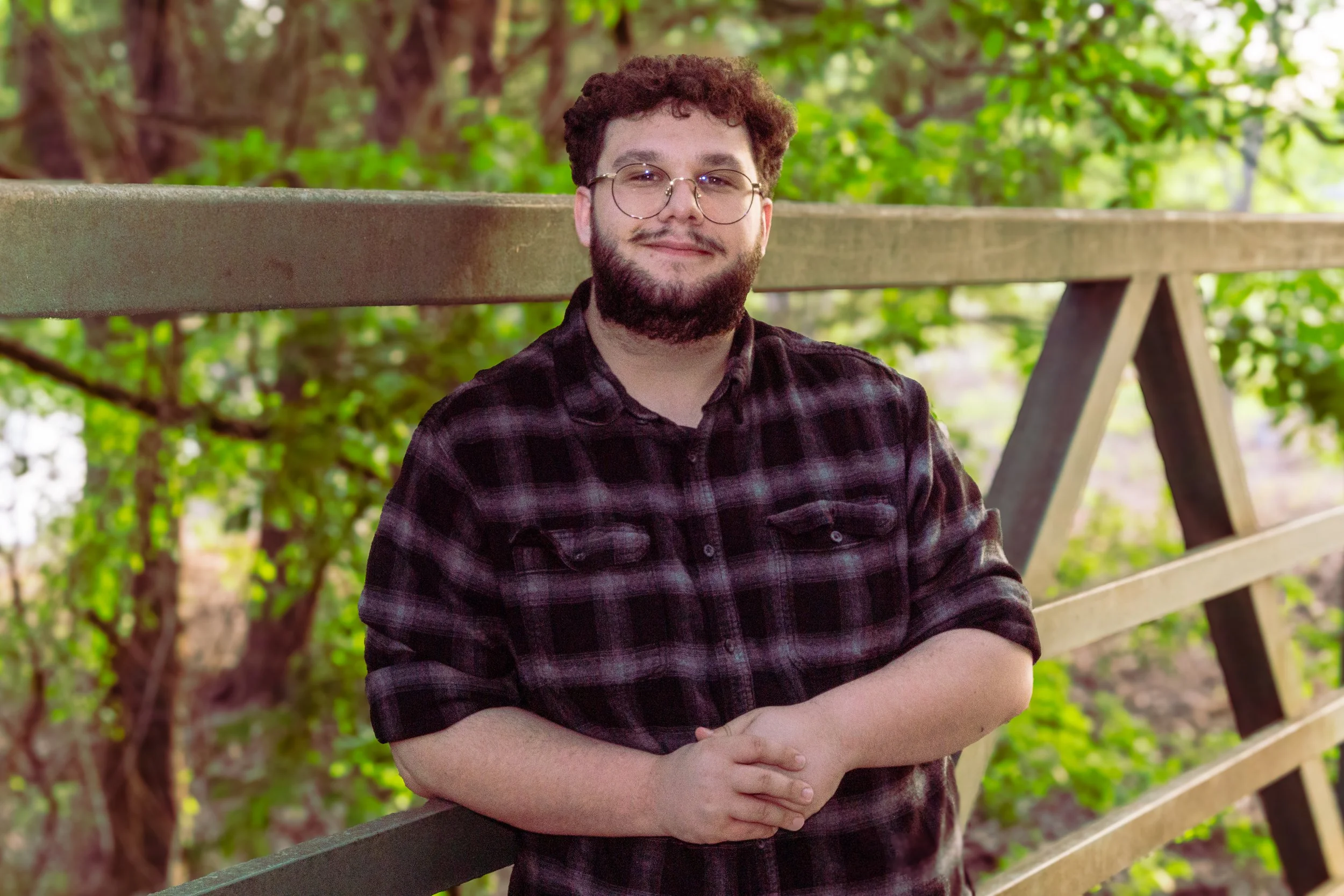 Senior portrait on a bridge in north Texas