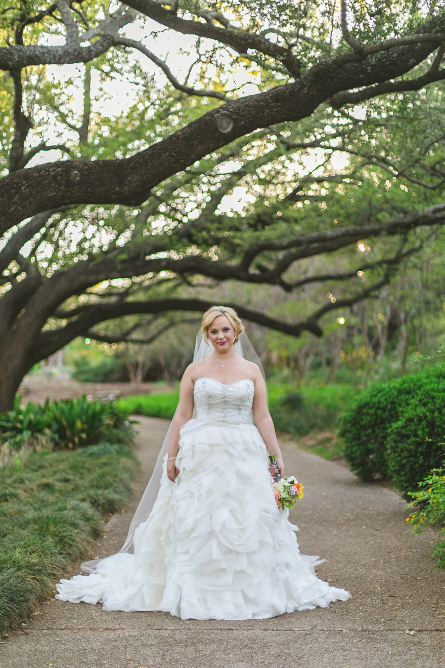Young Bride At Botanical Gardens in Fort Worth, Texas