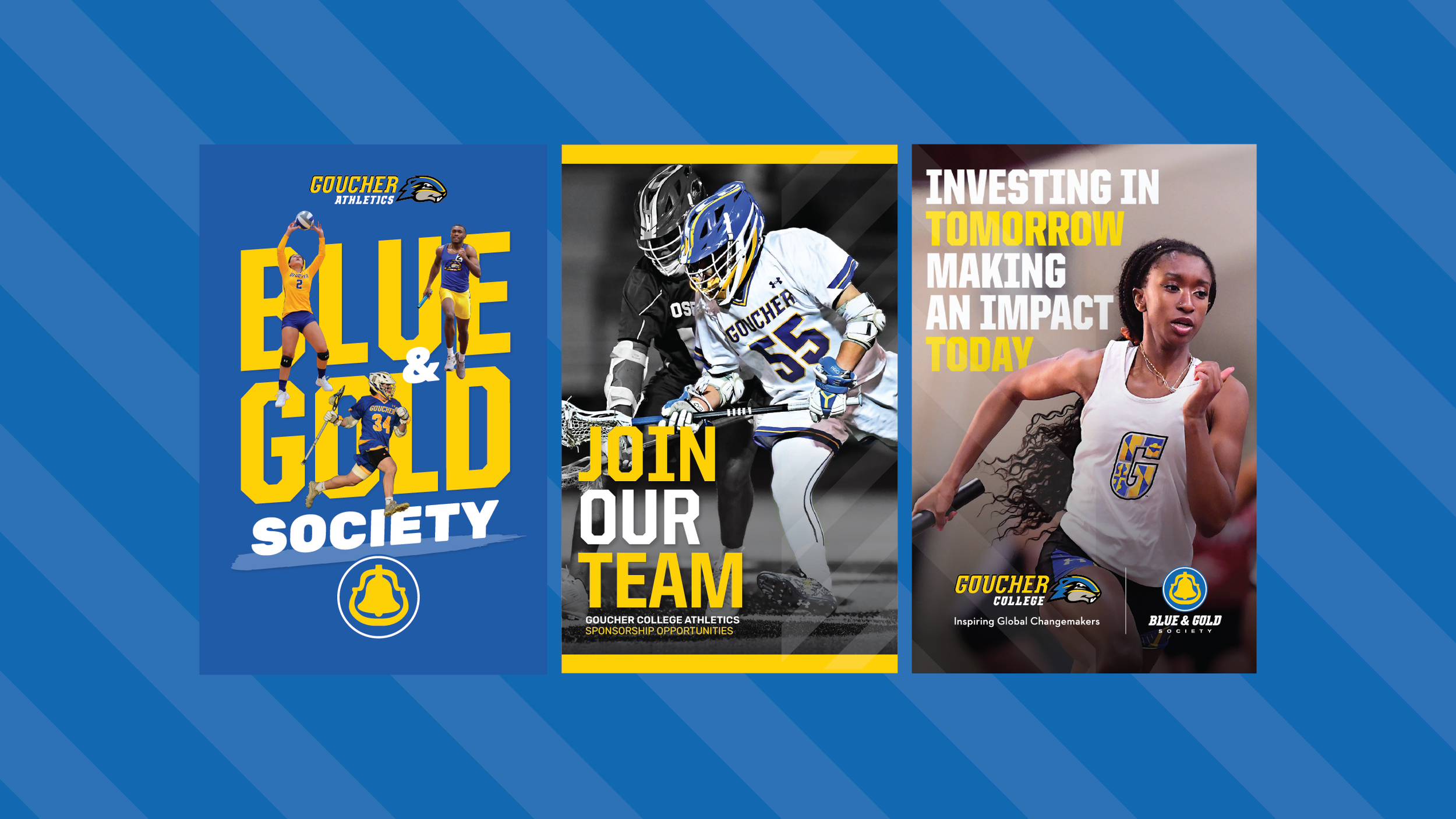 Brochure covers promoting Goucher Athletics and the Blue & Gold Athletic Giving Society