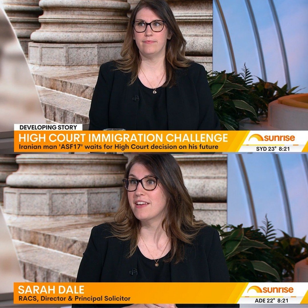 📺Did you catch Sarah on Weekend @sunriseon7?🌅

Sarah was invited to the studio to talk about the ongoing ASF17 High Court case and its connection to the Deportation Bill. The proposed legislation would force individuals to actively engage in their 