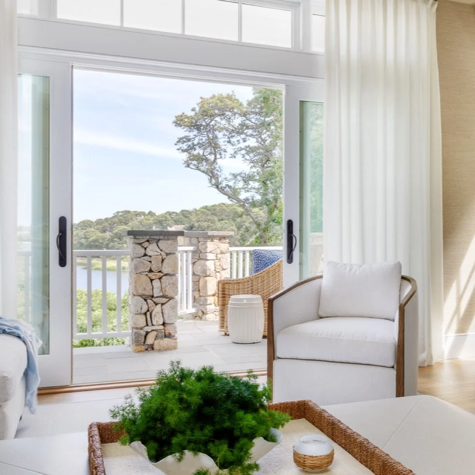 Beach days are right around the corner. We transformed this Nauset beach house and made it a seamless space steps away from the beach. Salty hues, wicker accents and pops of blue create a space that eases you into vacation mode. #KennerknechtDesignGr
