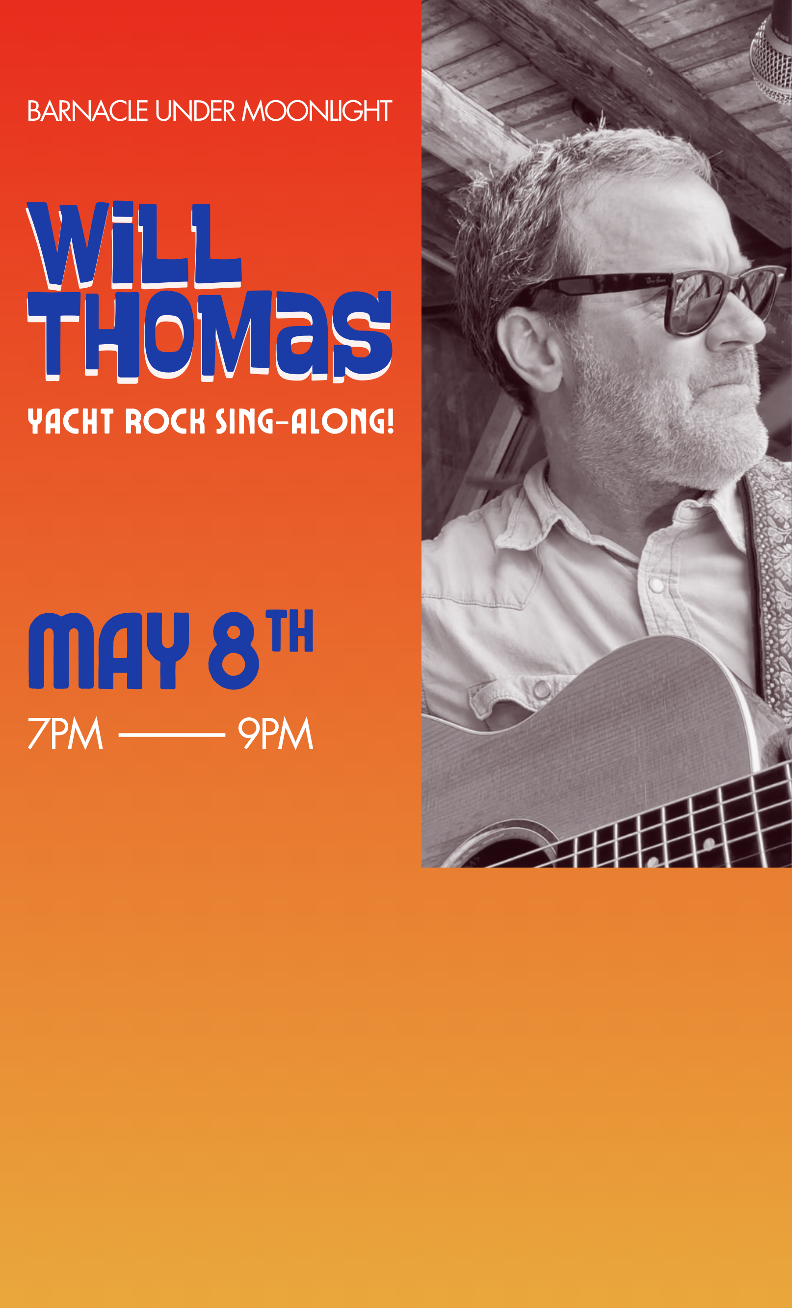 Yacht Rock sing-along concert at The Barnacle Historic State Park on May 8 at 7pm. 