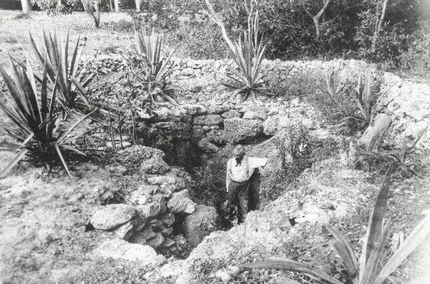 Ralph Munroe inside the Barnacle Well