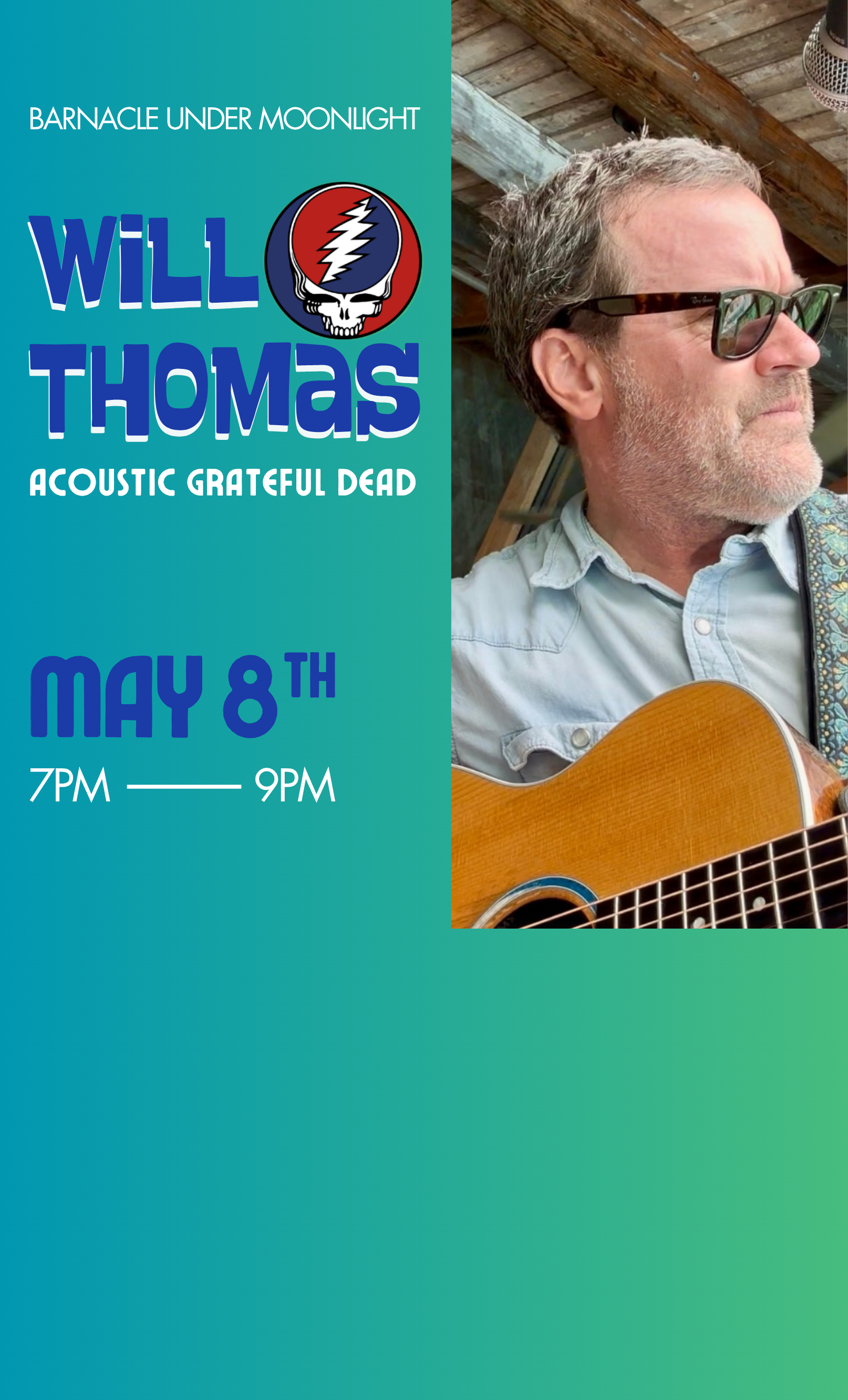 Acoustic Grateful Dead concert at The Barnacle Historic State Park on May 8 at 7pm. 