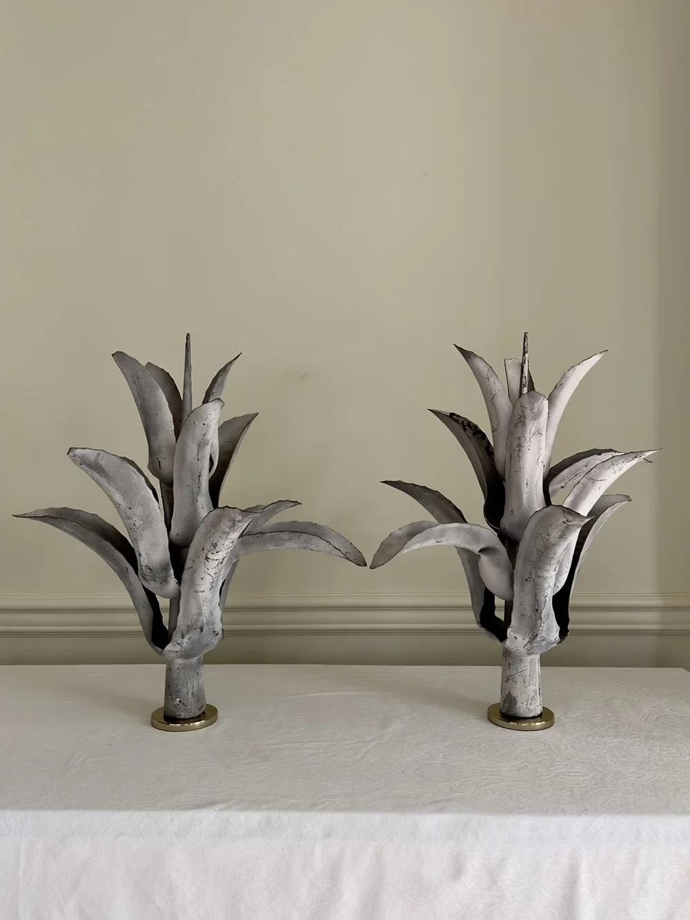 Mid-century French Zinc Agave Plant Sculpture Tole Metal  Art/artefact