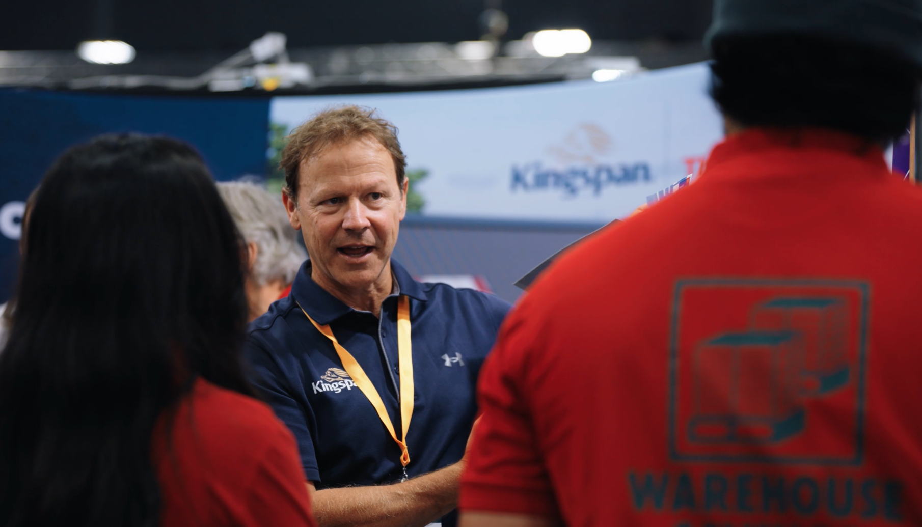 A Bunnings supplier being interviewed on camera at the Bunnings Trade Expo