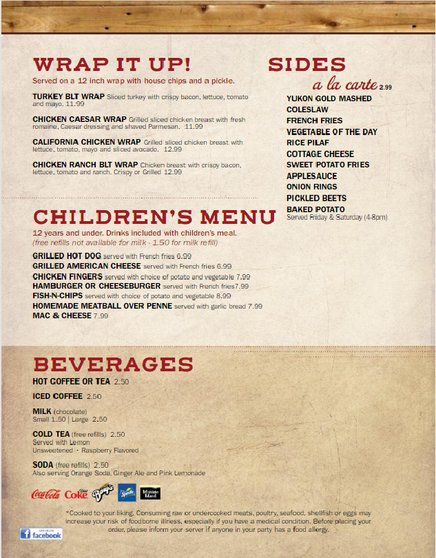 Menu — Tempesta's Restaurant
