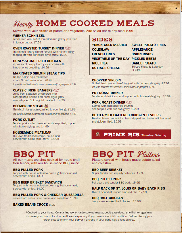 Menu — Tempesta's Restaurant