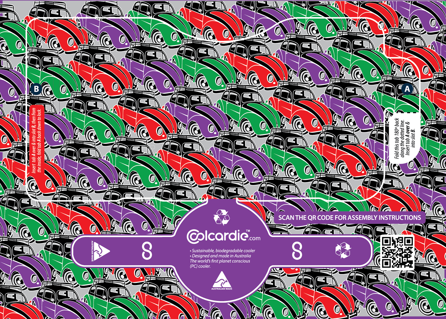 Coolcardie detailed print stubbie holder cooler