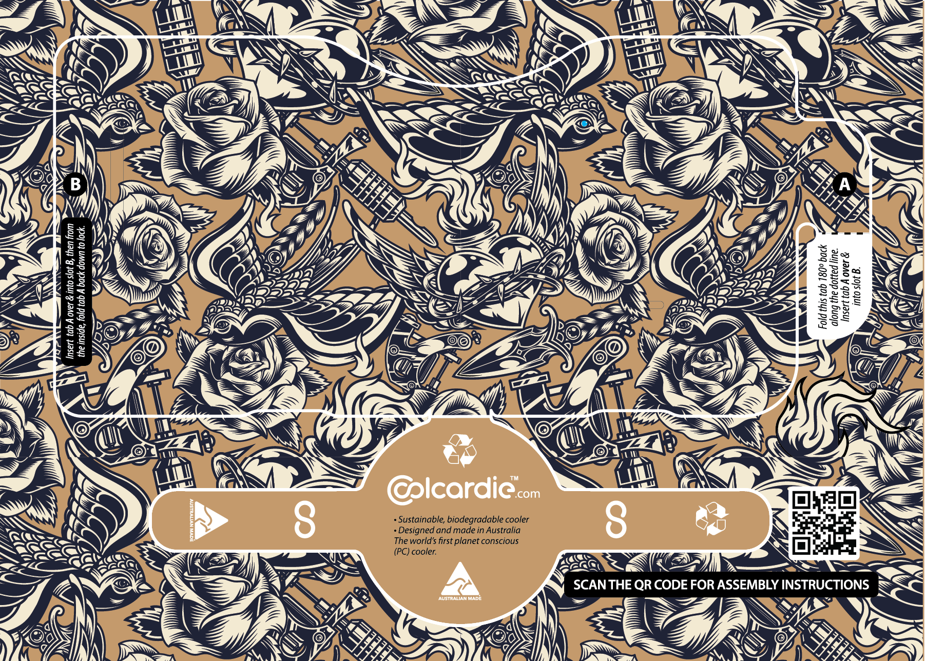 Coolcardie detailed print stubbie holder cooler