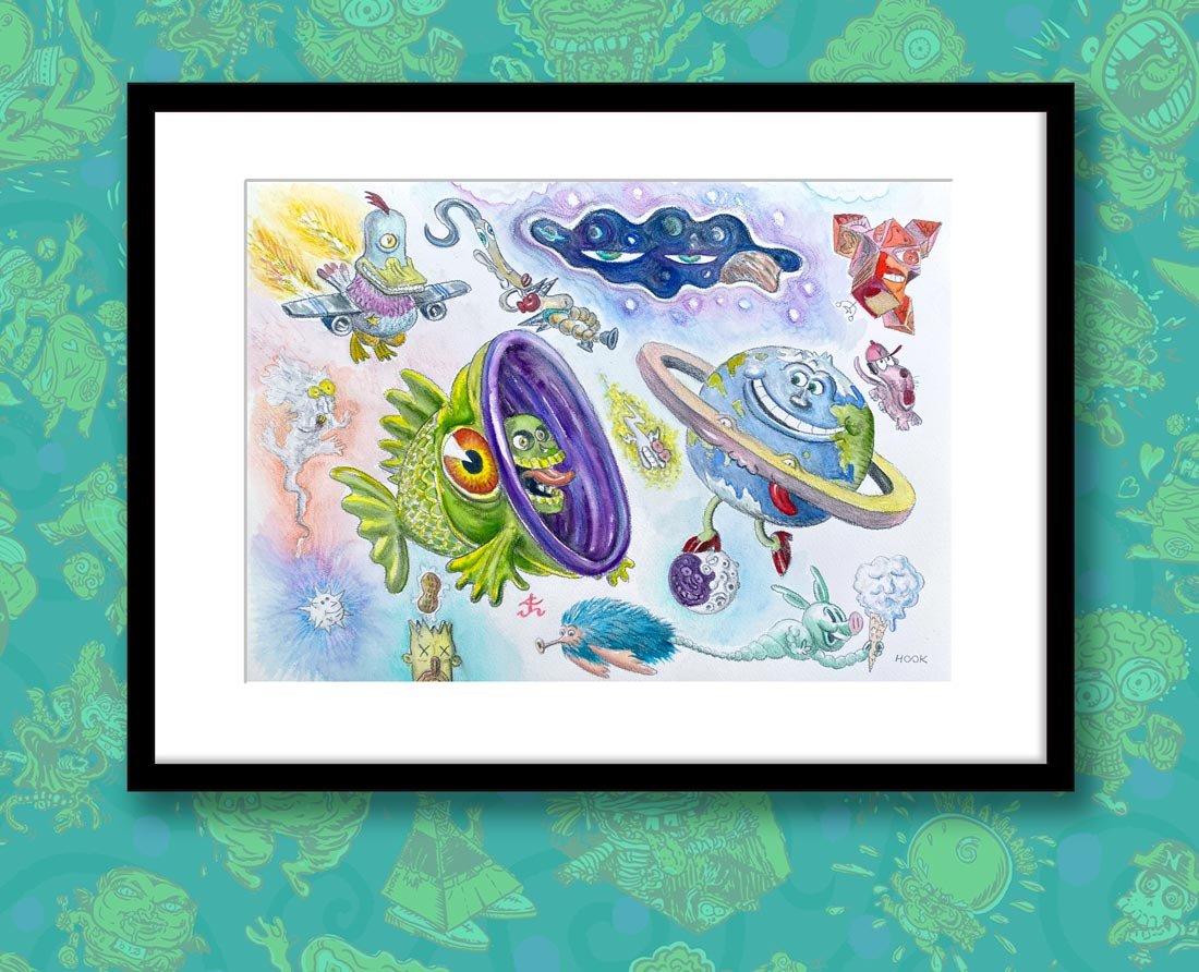 'COSMIC UNCERTAINTY' Watercolor and graphite original artwork by Andy Hook