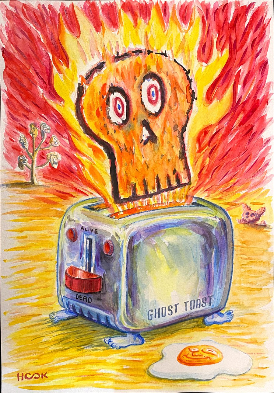 'GHOST TOAST 2' Watercolor and pencil original artwork by Andy Hook