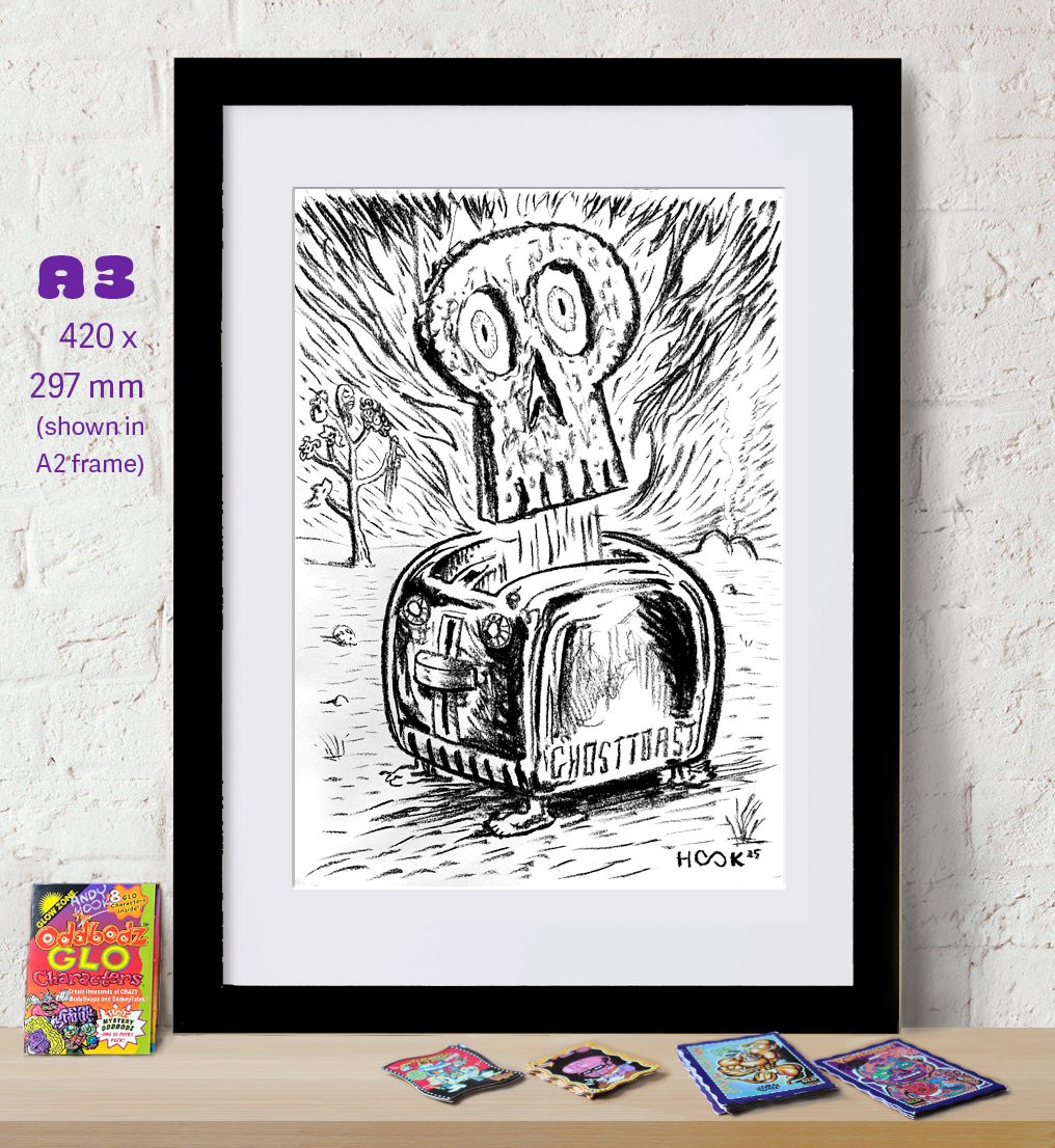 'GHOST TOAST 3' Original signed charcoal drawing by Andy Hook