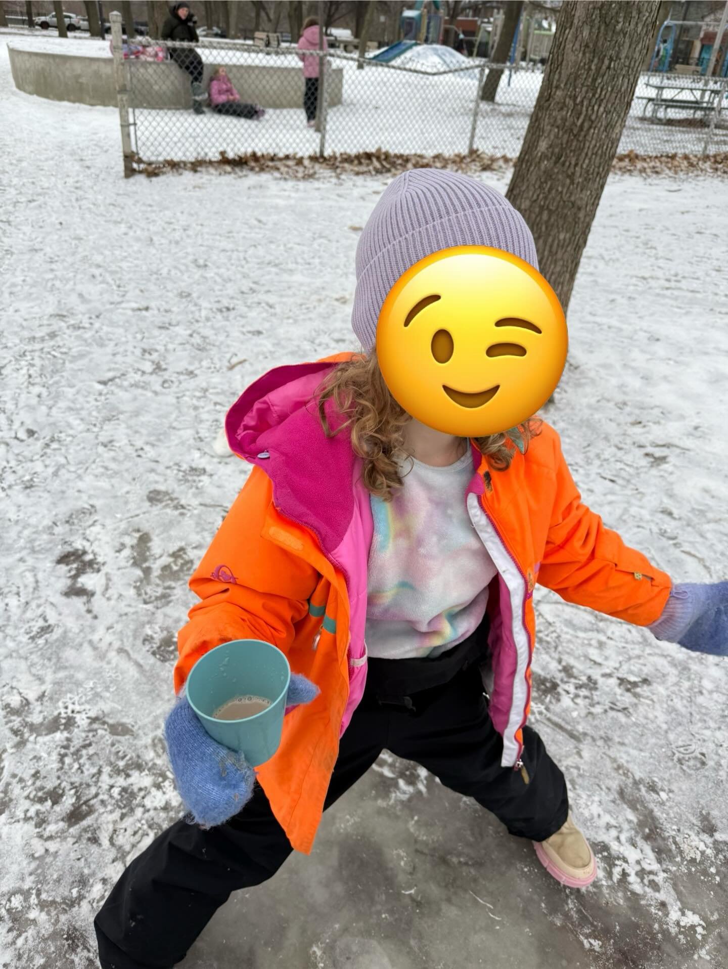❄️ Today was extra chilly.
I knew the kids would want to stay outside after school, so I made hot chocolate to warm them up ☕️
What I didn&rsquo;t expect?
They&rsquo;d drink hot chocolate while balancing on slippery ice like little winter acrobats 🤸