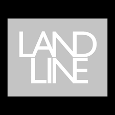 Logo with the word 'LANDLINE' in bold white letters on a gray background.