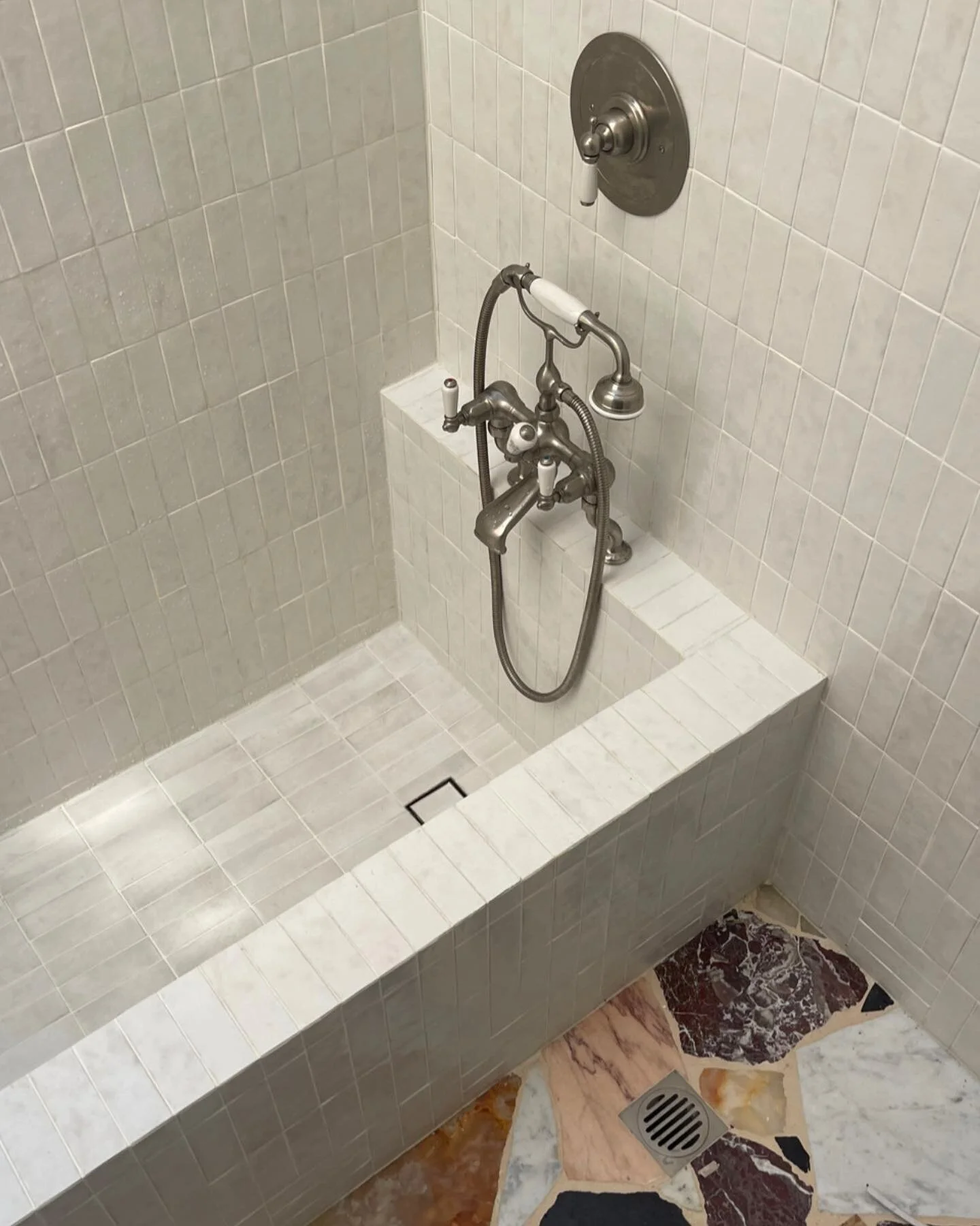 Gill St House &bull; Ground bathroom nearing completion. Bringing back the Roman tub 🛀🏽