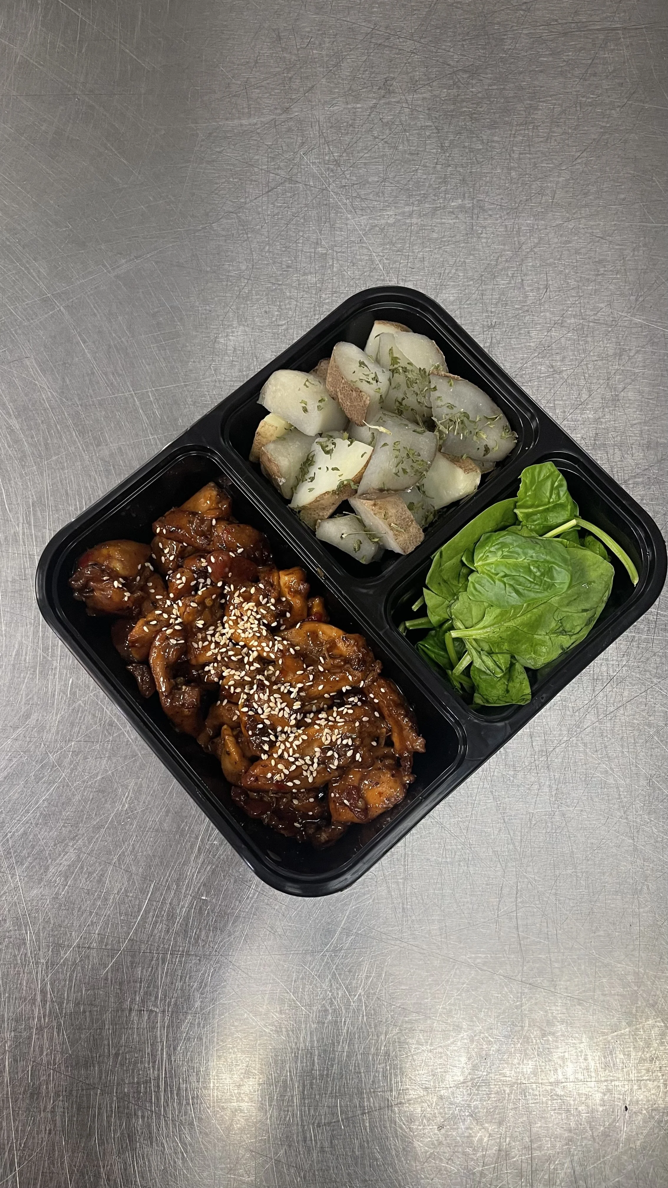 Teriyaki Chicken with Roasted Potatoes & Spinach