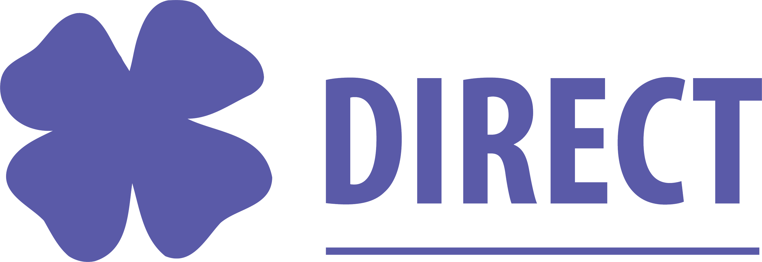 Logo with a purple four-leaf clover shape and the word "DIRECT" in purple.