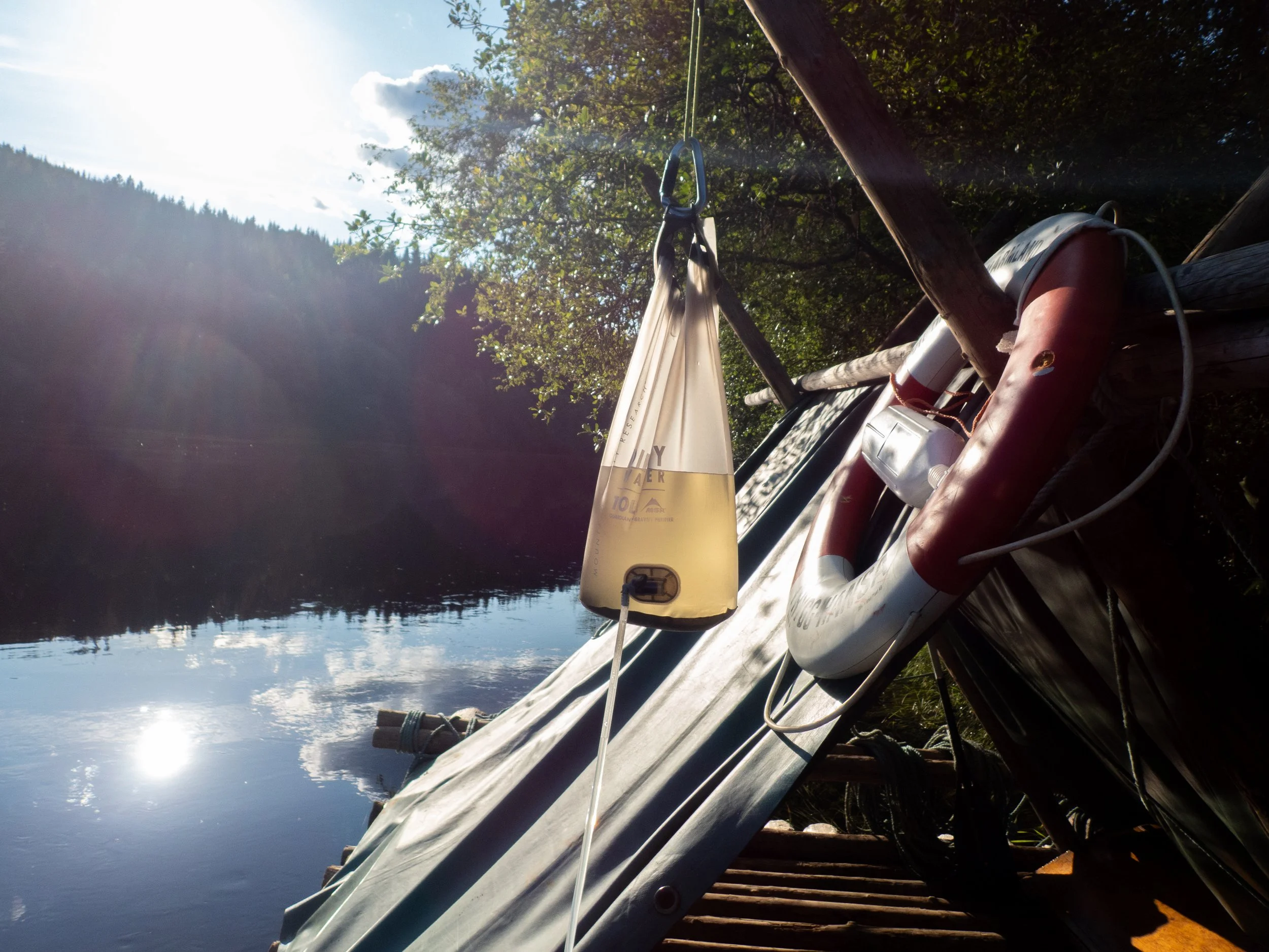 close up of the raft catching the light in the afternoon sun