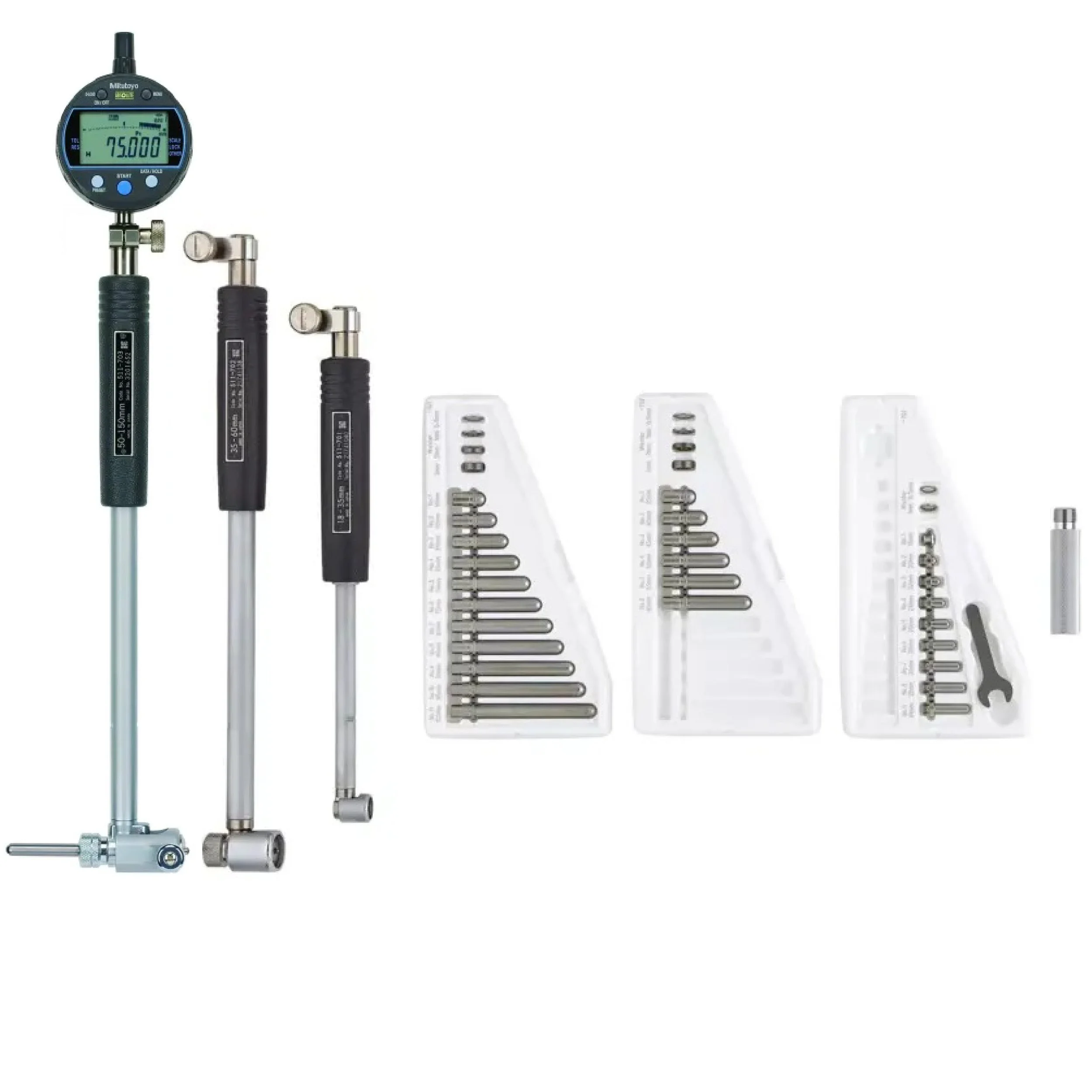Mitutoyo 511-925-20 Digital Internal Bore Gauge Set 18-150mm Range | 0.001mm Resolution