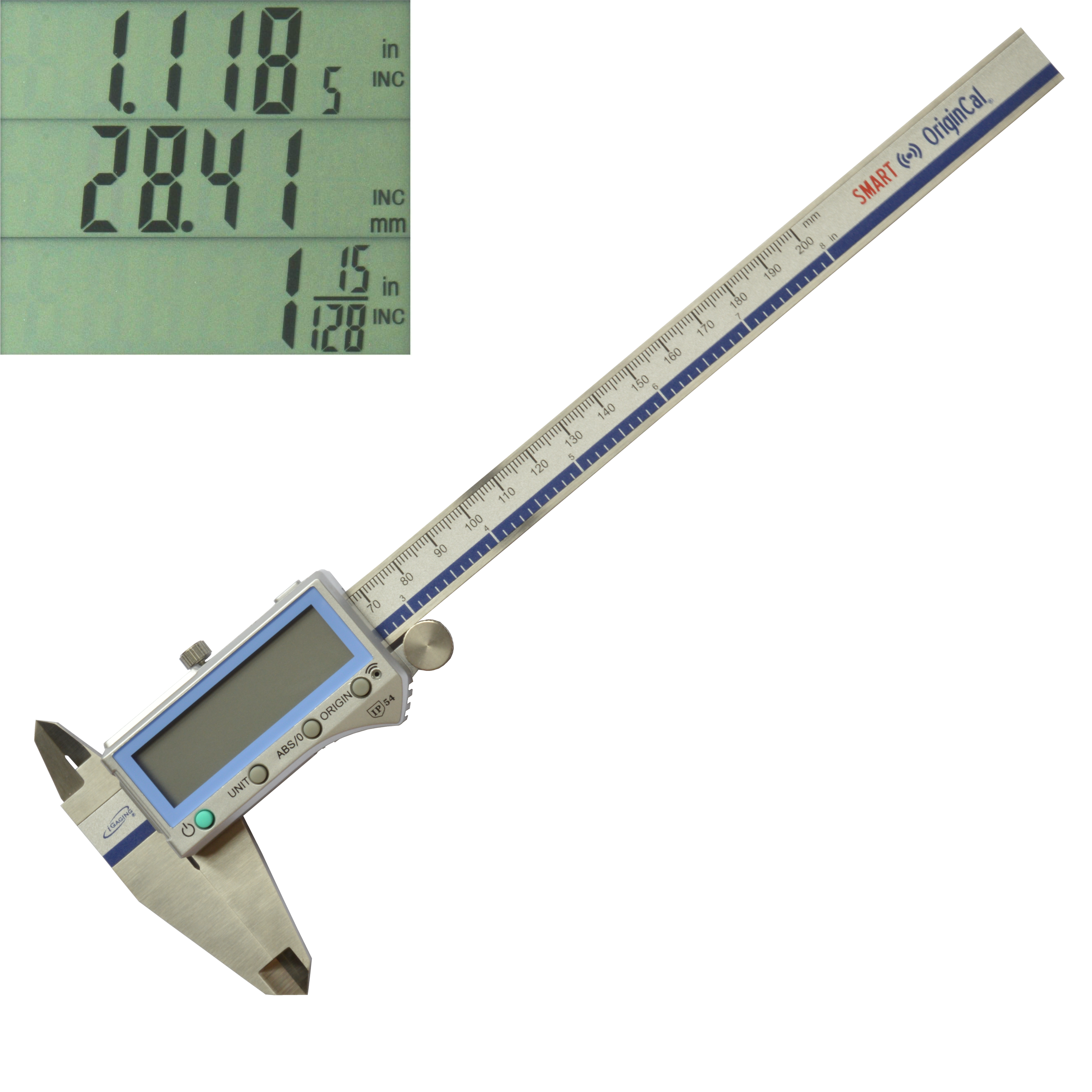 iGAGING ABSOLUTE Digital Vernier Caliper Bluetooth Wireless Data Output 0-8" / 0-200mm / Fraction IP54