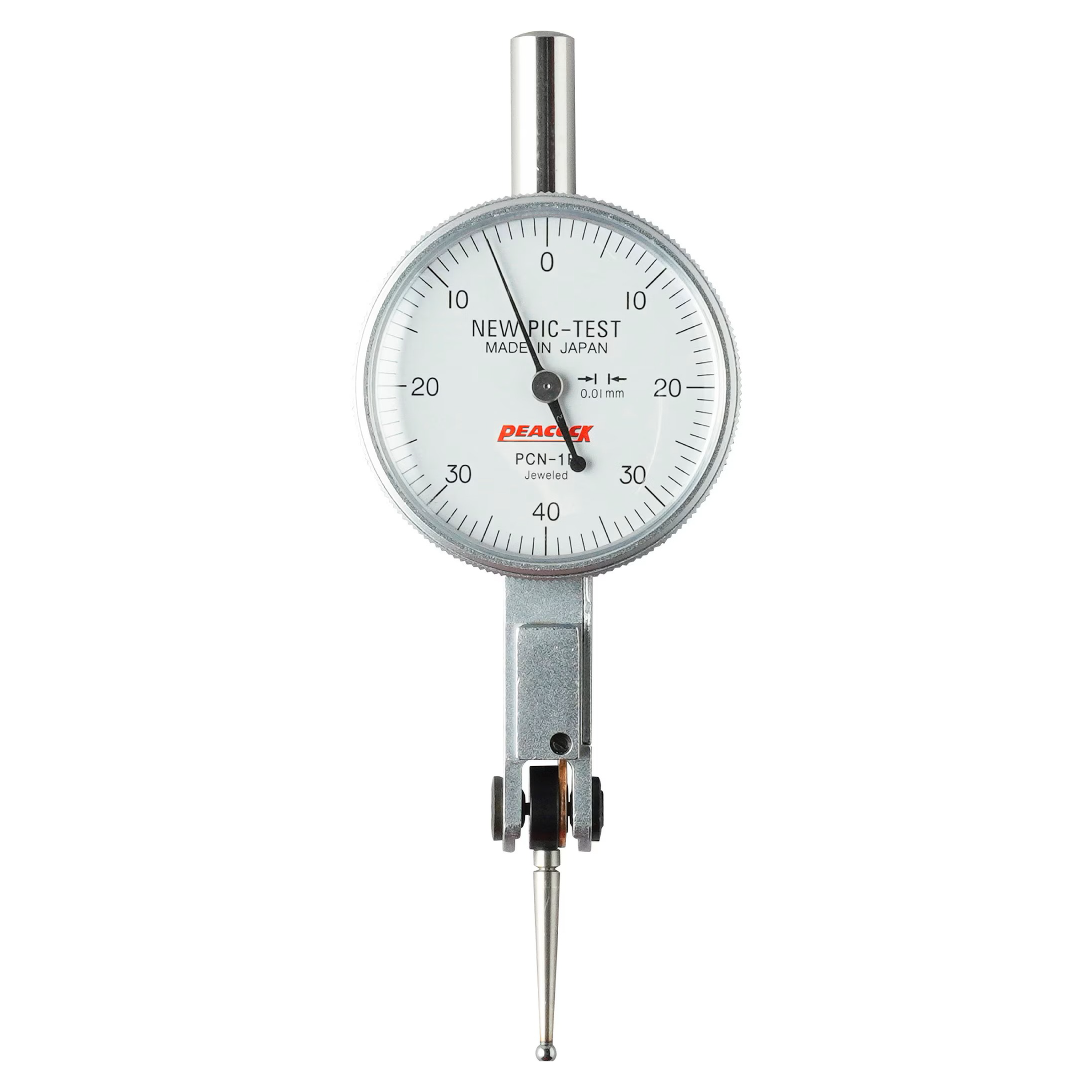 PEACOCK Dial Test Indicator Jeweled Bearing 0.8mm Range | 0.01mm Graduation PCN-1B