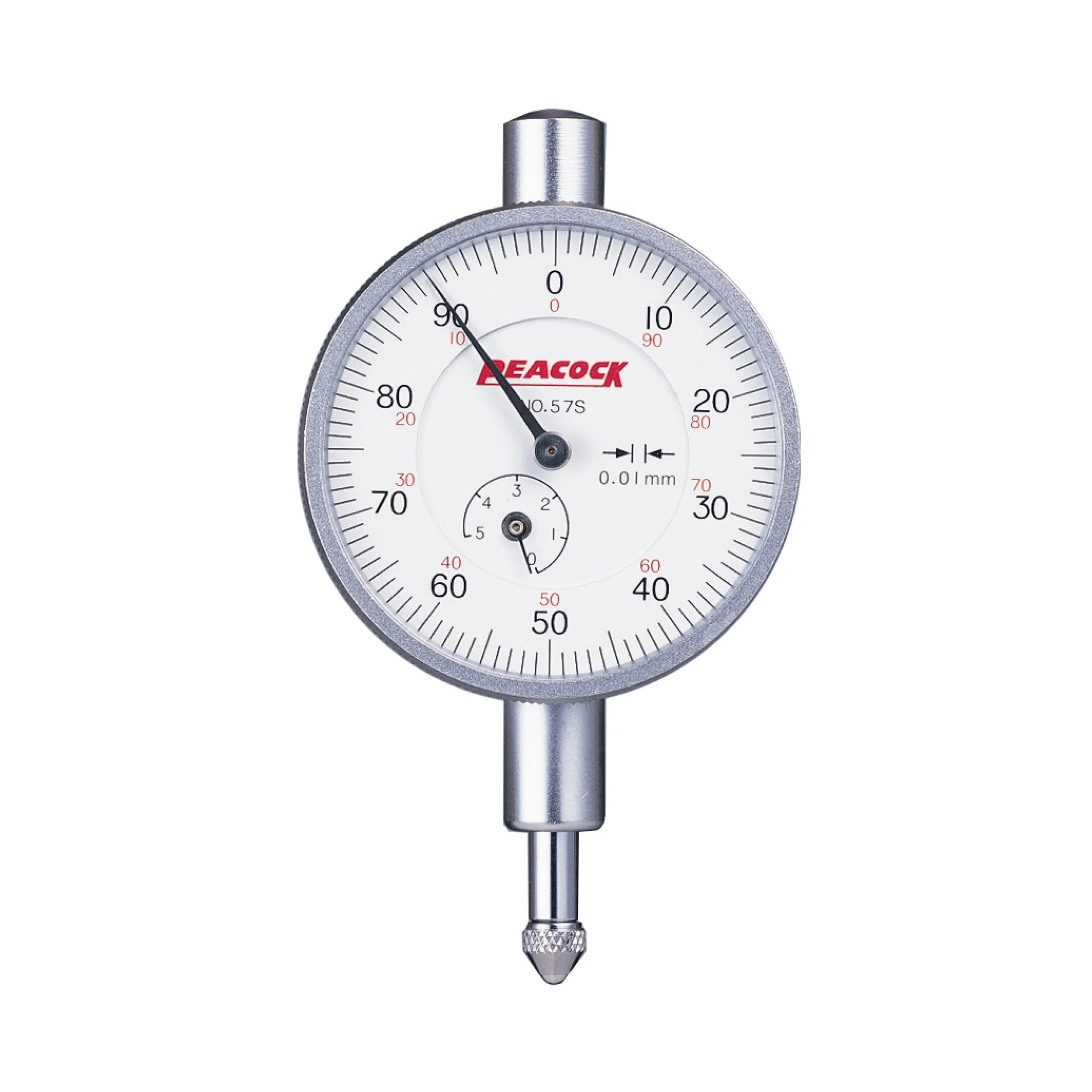 PEACOCK Miniature Dial Indicator Lug Back Jeweled Bearing 5mm Range | 0.01mm Graduation 57S