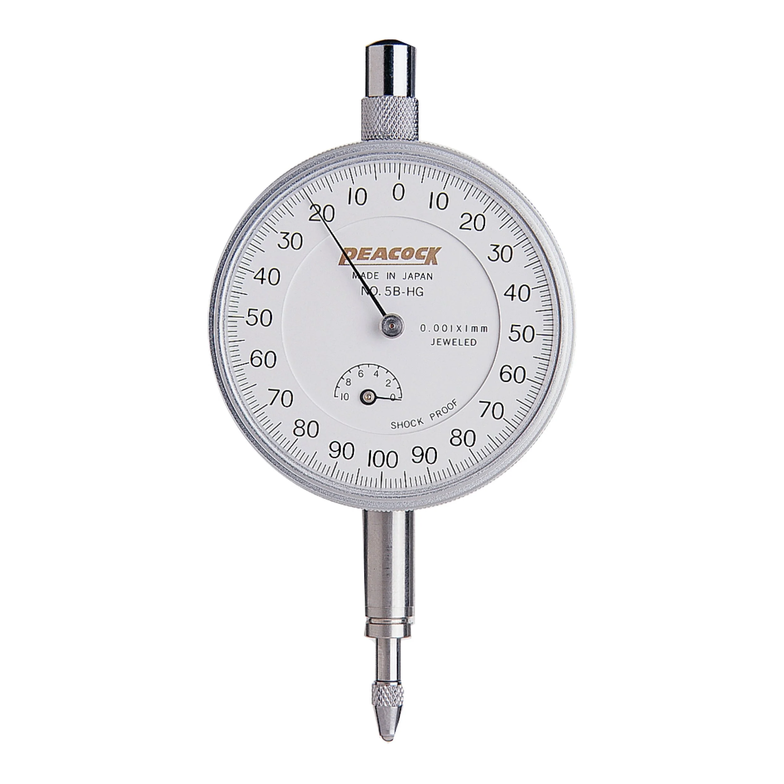 PEACOCK Dial Indicator High Precision Type Lug Back Jeweled Bearing 1mm Range | 0.001mm Graduation 5B-HG