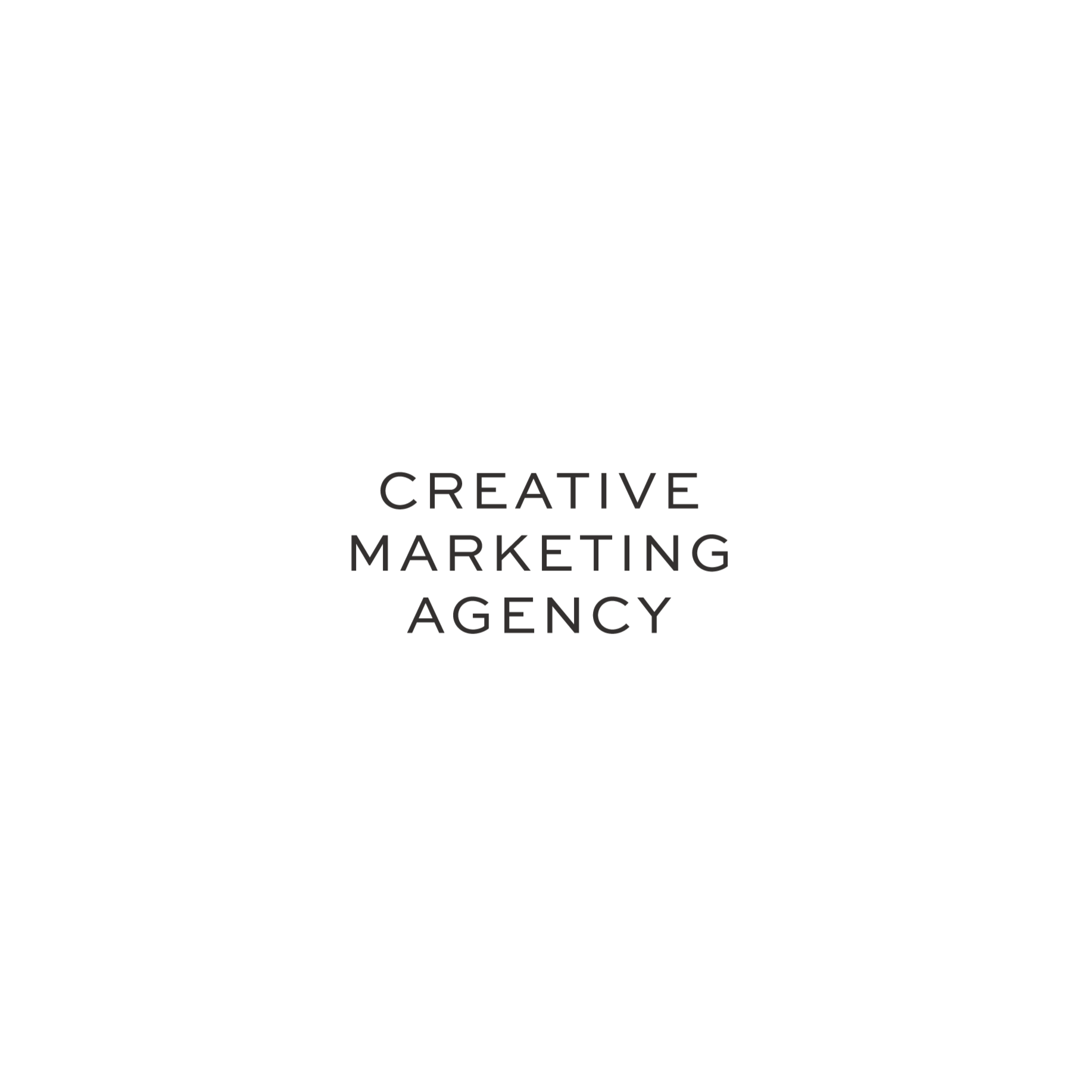 Black background with the words 'Creative Marketing Agency' written in large, bold, gray font.
