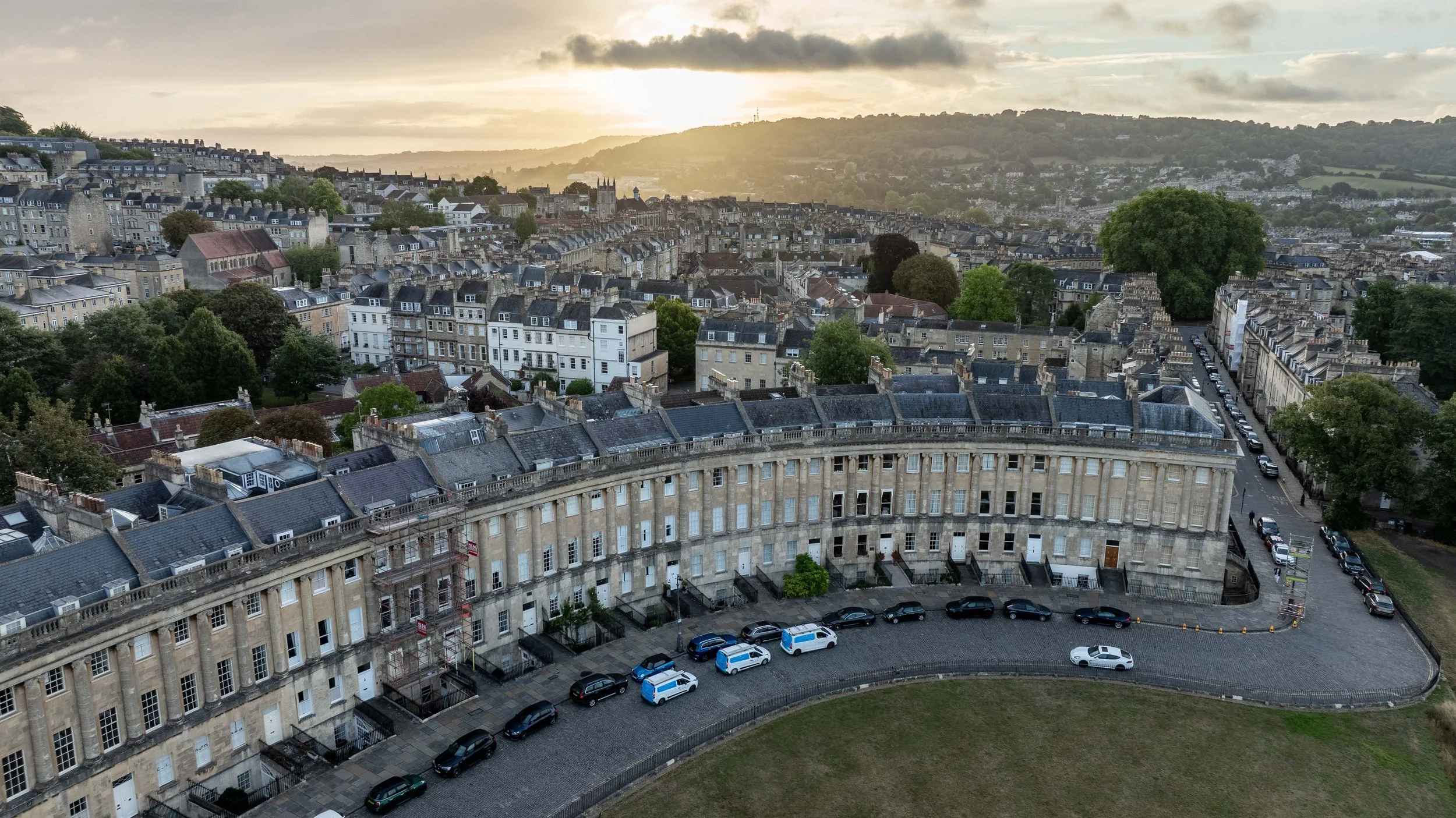 Drone image for property maintenance company GEM Solutions featuring the city of Bath, by BA1 Studios