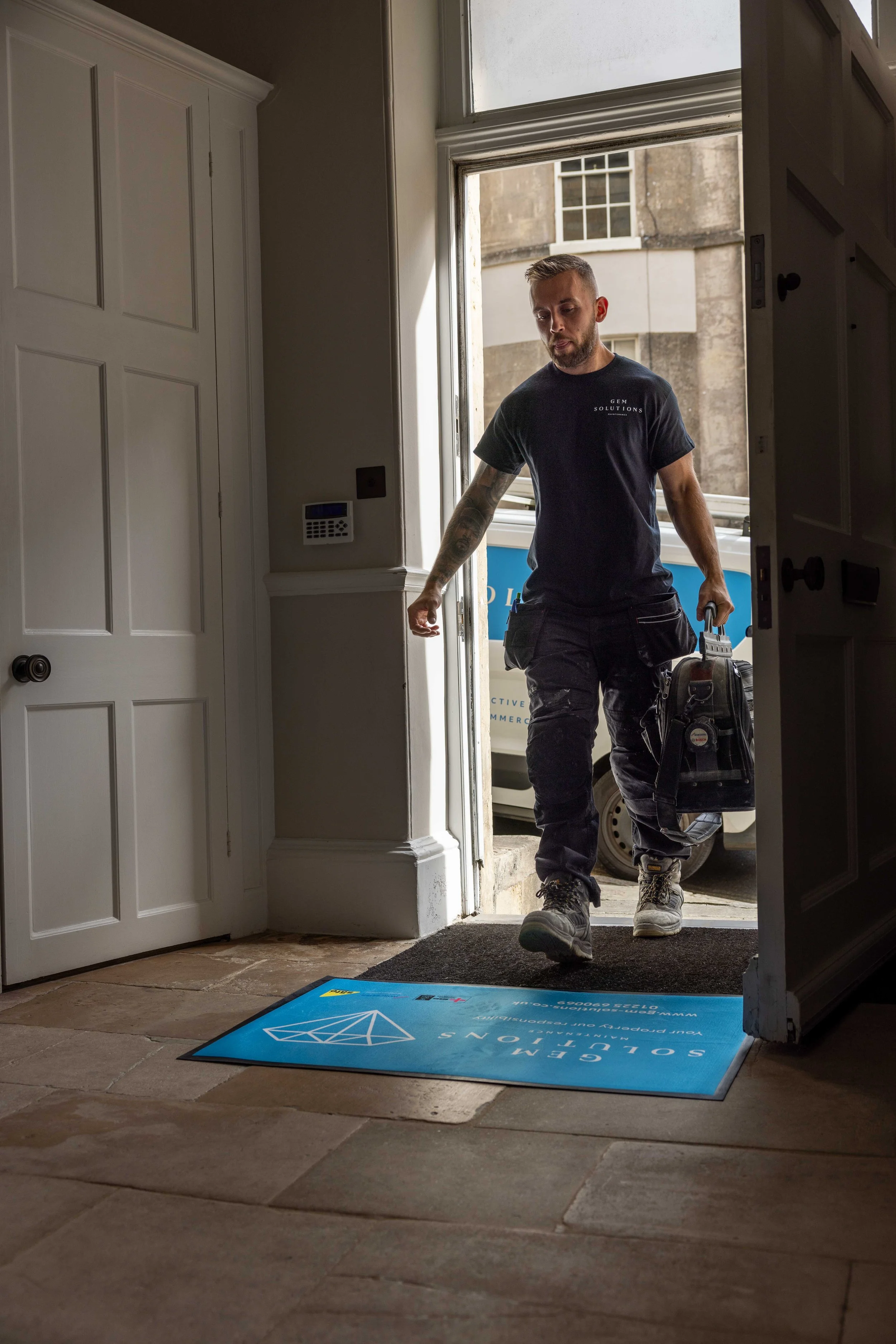 Photoshoot for Gem Solutions in Bath featuring property maintenance services