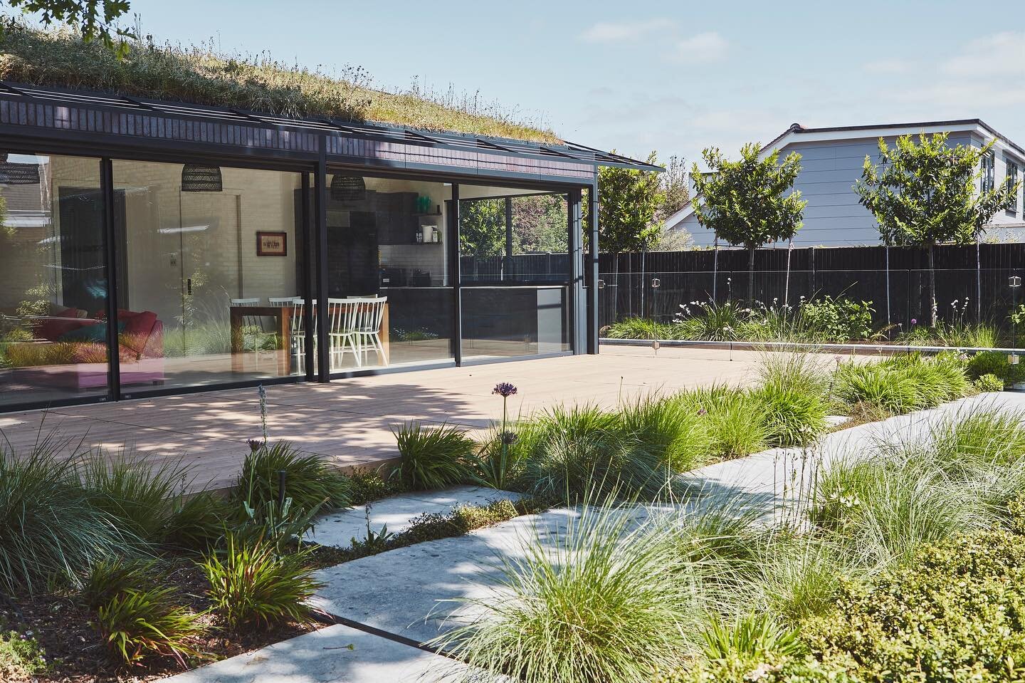 Appreciating the surroundings of this pool house we recently completed, featuring exposed steel structure and a wildflower green roof.

Interior design: @colour_interiors_ltd 
Architect: @jaamarchitects 
Contractor: @mascotbespoke 
Windows: @maxlight
