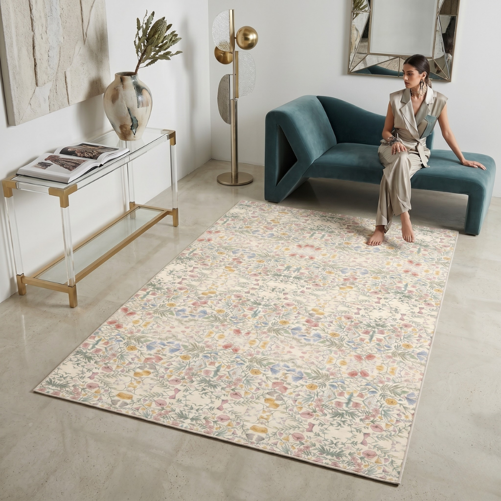 Aurae – Soft Pastel Distressed Boho Accent Rug