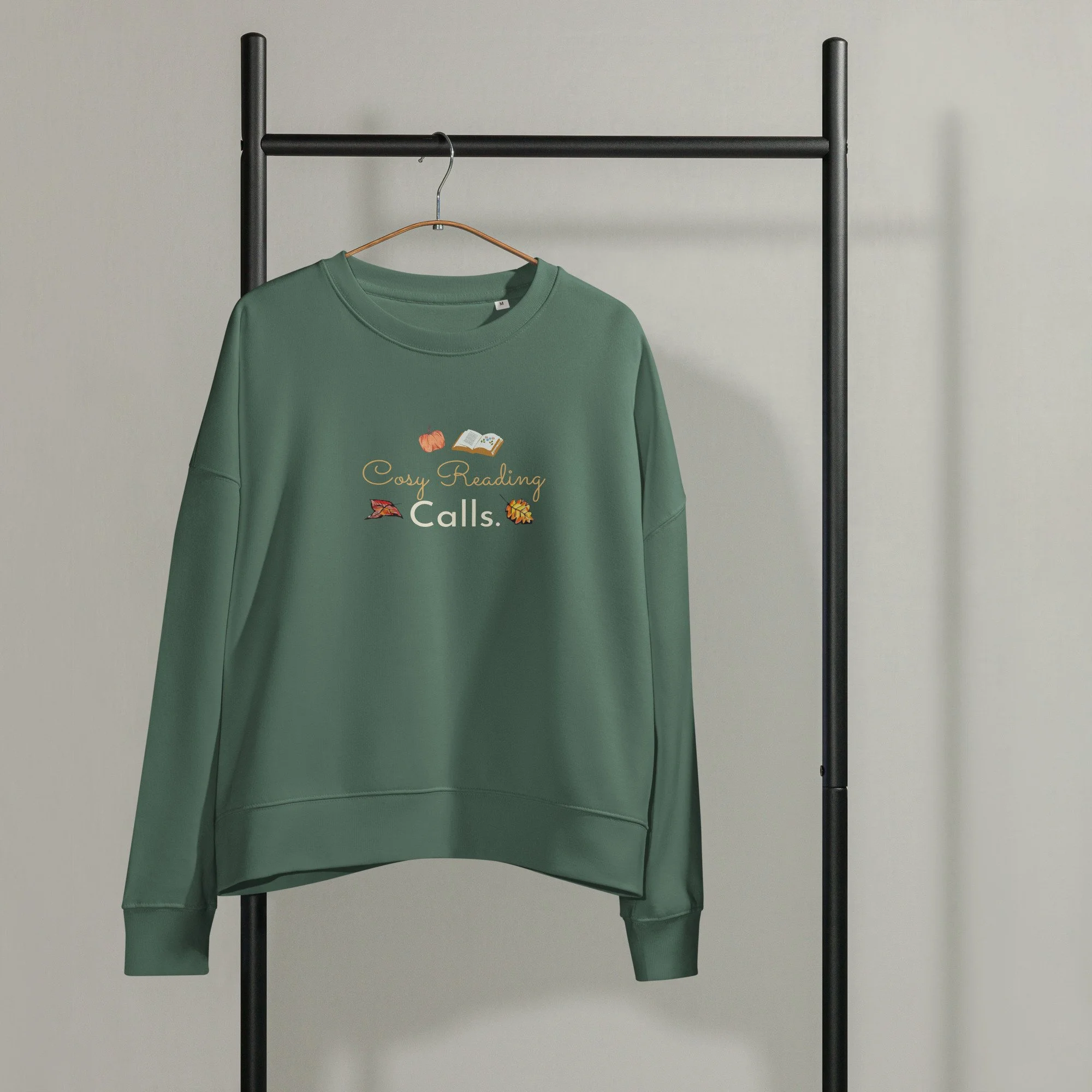 'Cosy Reading Calls' Organic Crew Neck Sweatshirt – Green