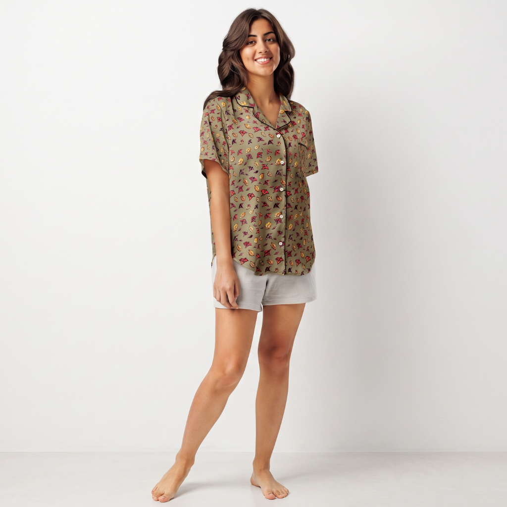Green Falls Short Sleeve Pyjama Top