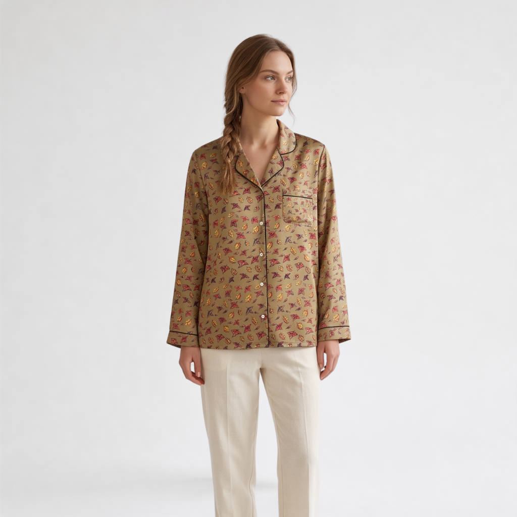 Autumn Green Long Sleeve Pyjama Top